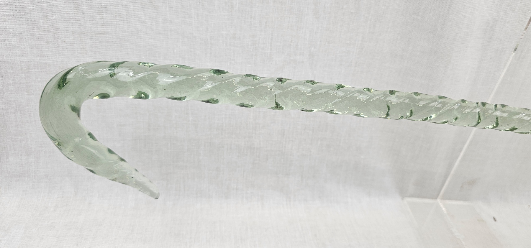 Victorian Light Green Glass Barley Twist Walking Stick 7
