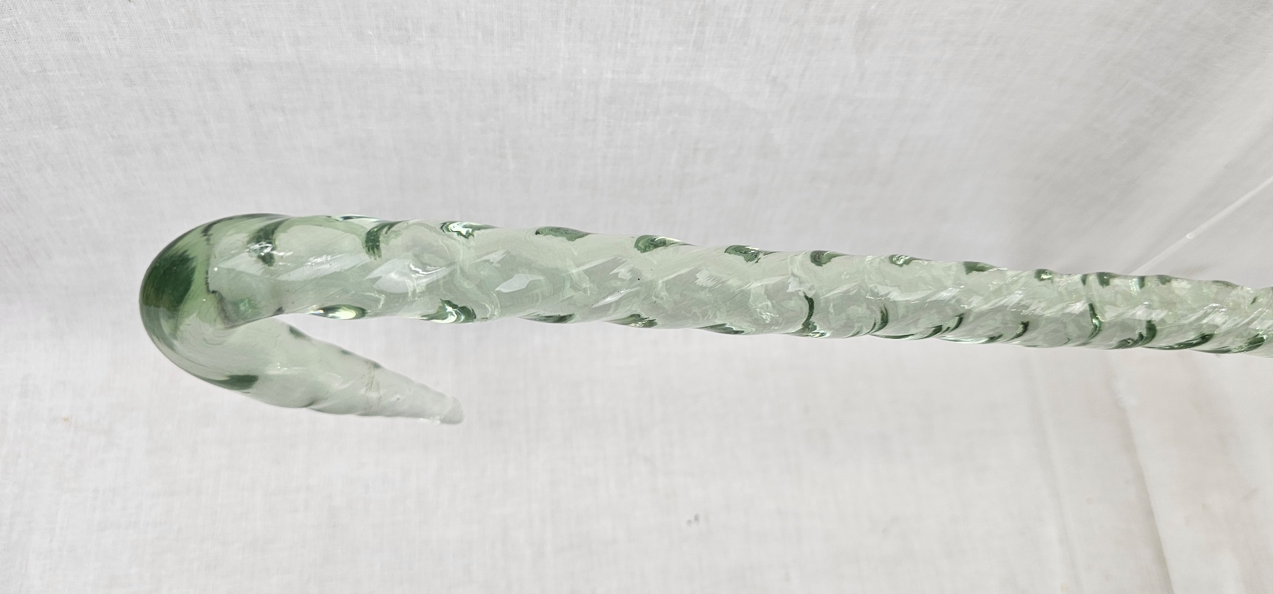 Victorian Light Green Glass Barley Twist Walking Stick 8