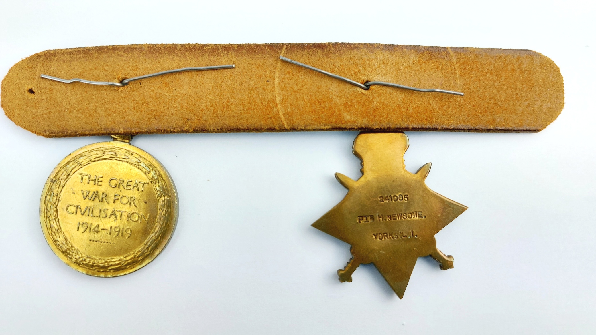 British, WW1, Medal Pair to Pte. H. Newsome, King’s Own Yorkshire Light Infantry (1)