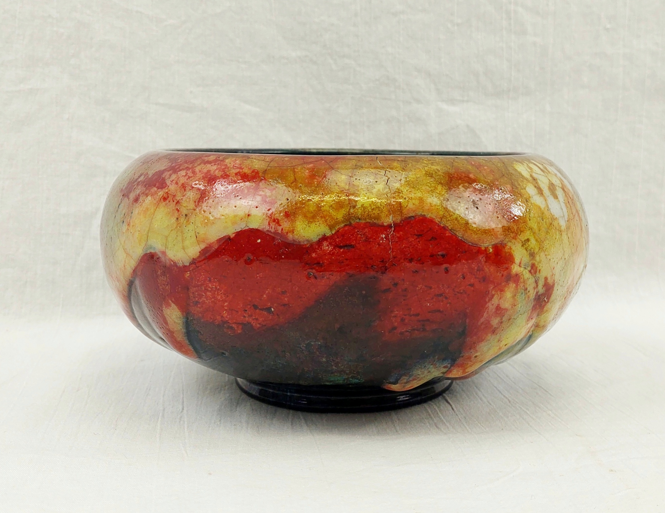 Circa 1930 Royal Doulton Chang Bowl By Charles Noke and Harry Nixon Lava Glaze Over Flambe 4