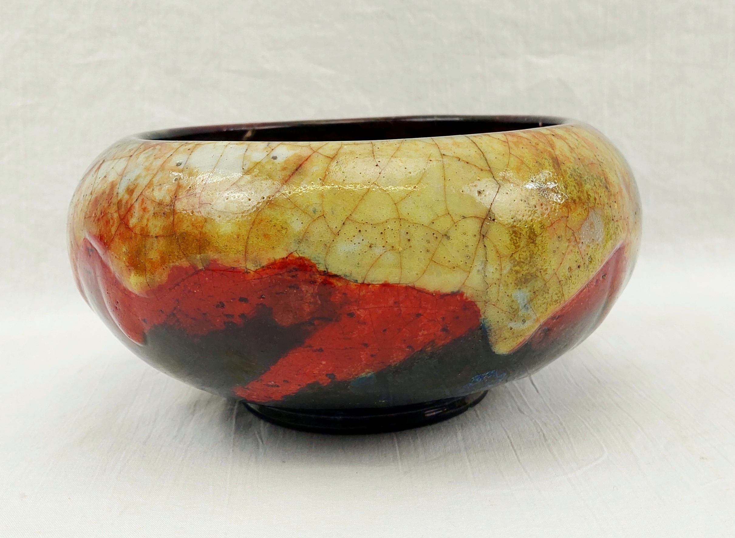 Circa 1930 Royal Doulton Chang Bowl By Charles Noke and Harry Nixon Lava Glaze Over Flambe 6