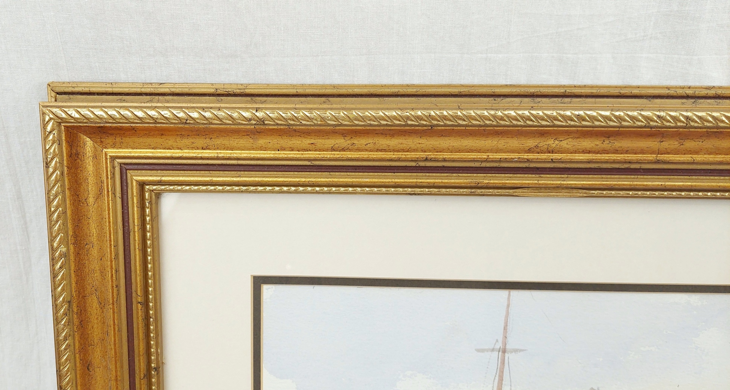 Contemporary Watercolour Of Moored Yachts 7