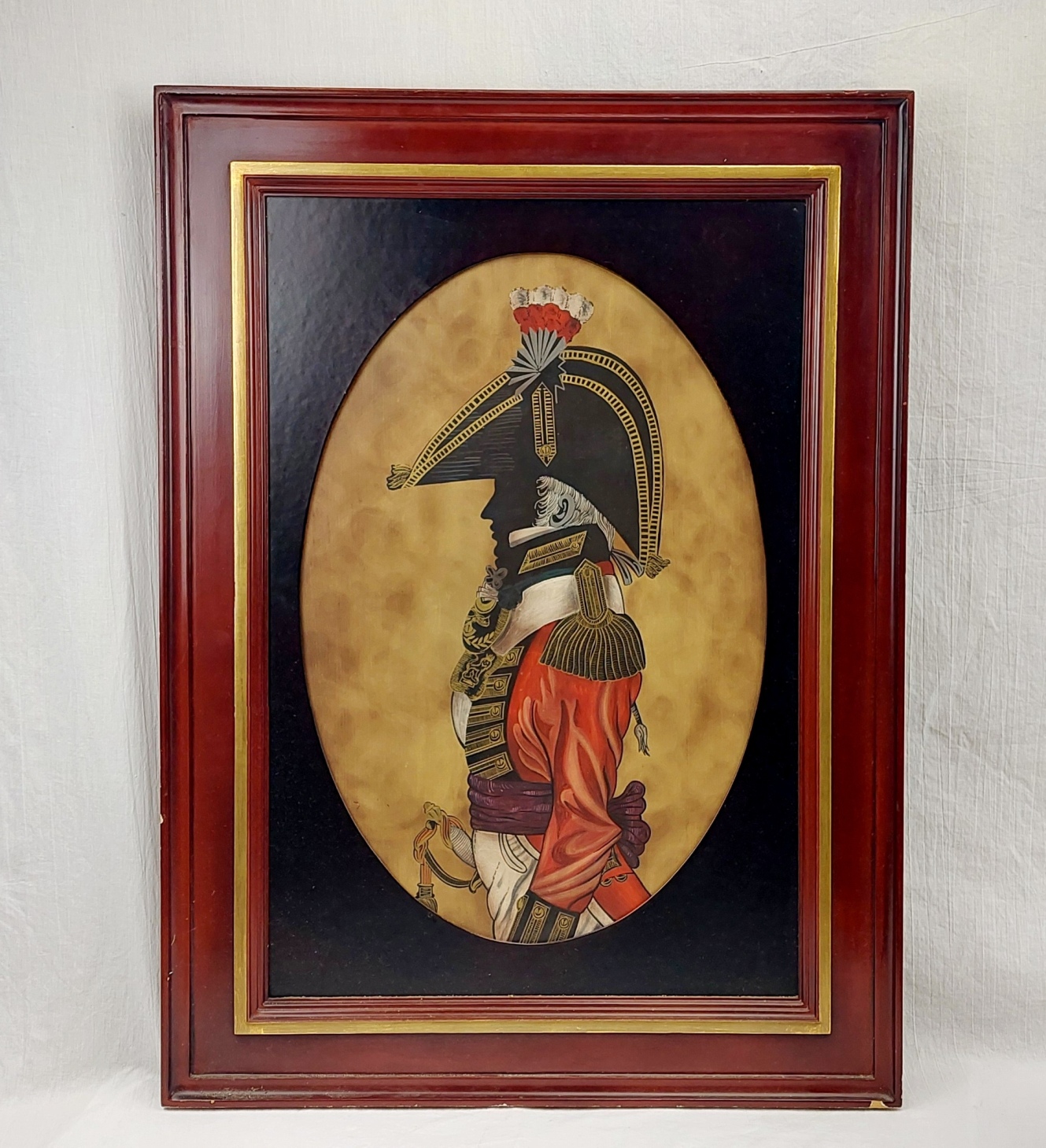Framed Oil On Board Silhouette Of A British Georgian Officer 1