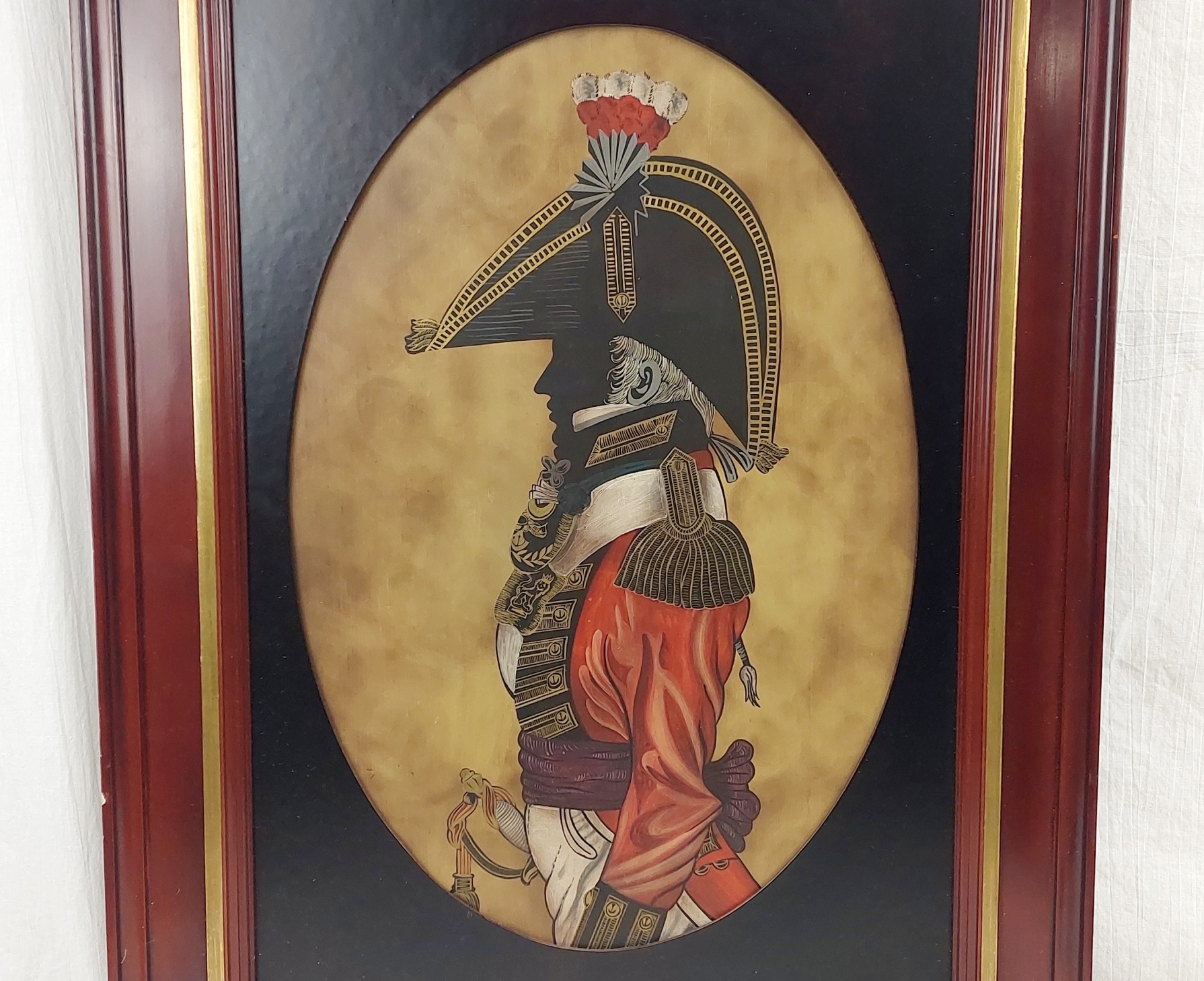 Framed Oil On Board Silhouette Of A British Georgian Officer 2