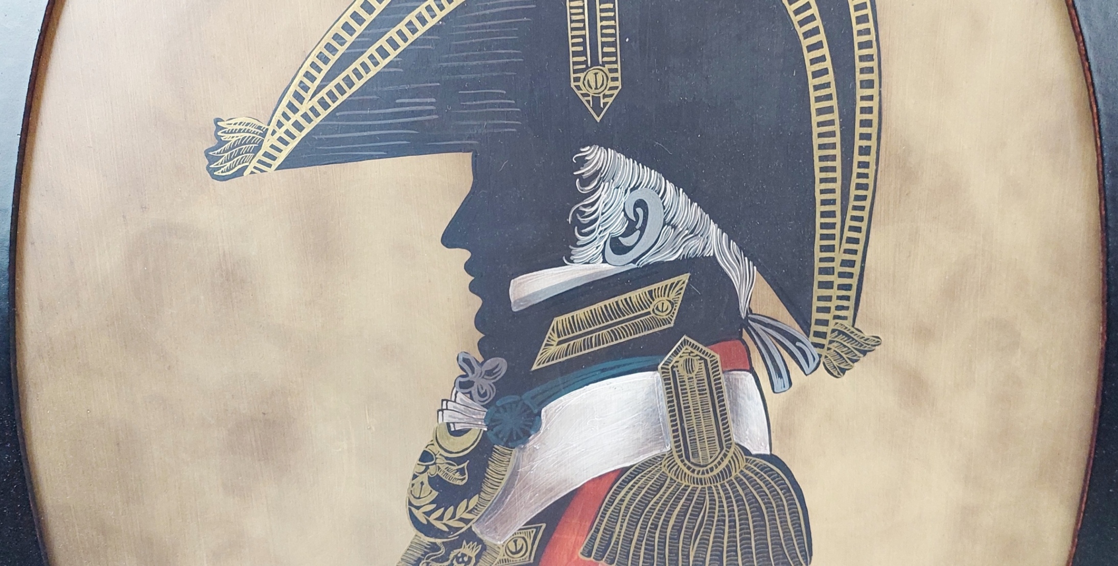 Framed Oil On Board Silhouette Of A British Georgian Officer 4
