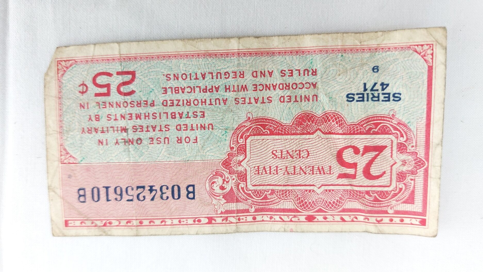 USA, 1947–48, Military Payment Certificate, Series 471, 25 Cents (1)