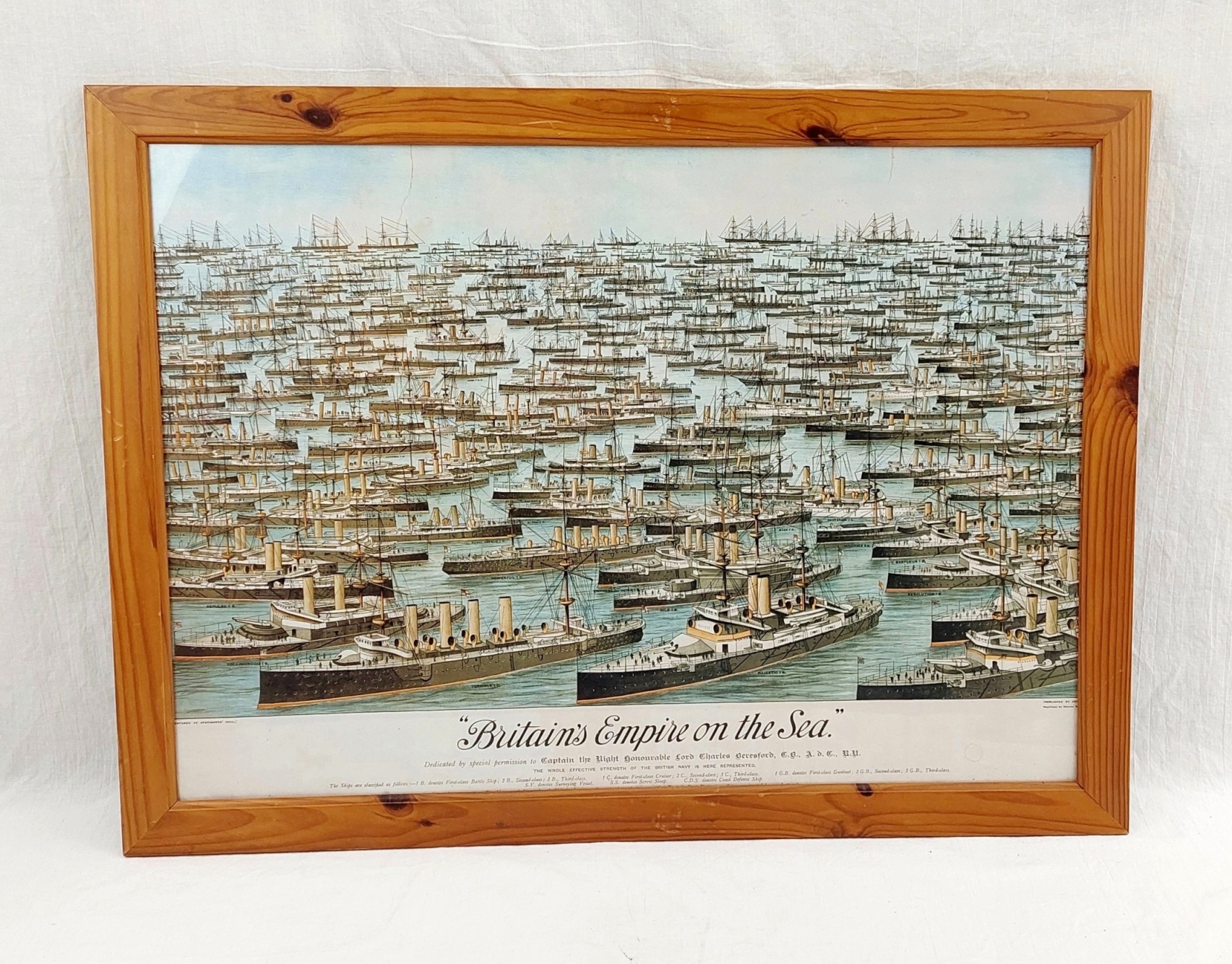Framed And Glazed Britain's Empire Of The Sea Chromolithograph 1