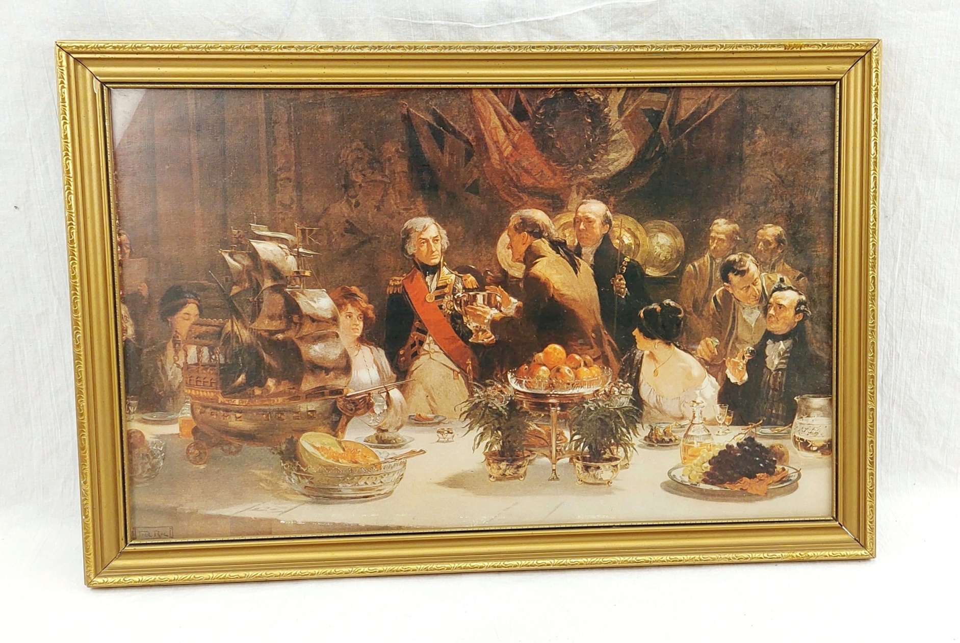 Framed Victorian Chromolithograph Nelson The Toast Is England By Fred Roe 1