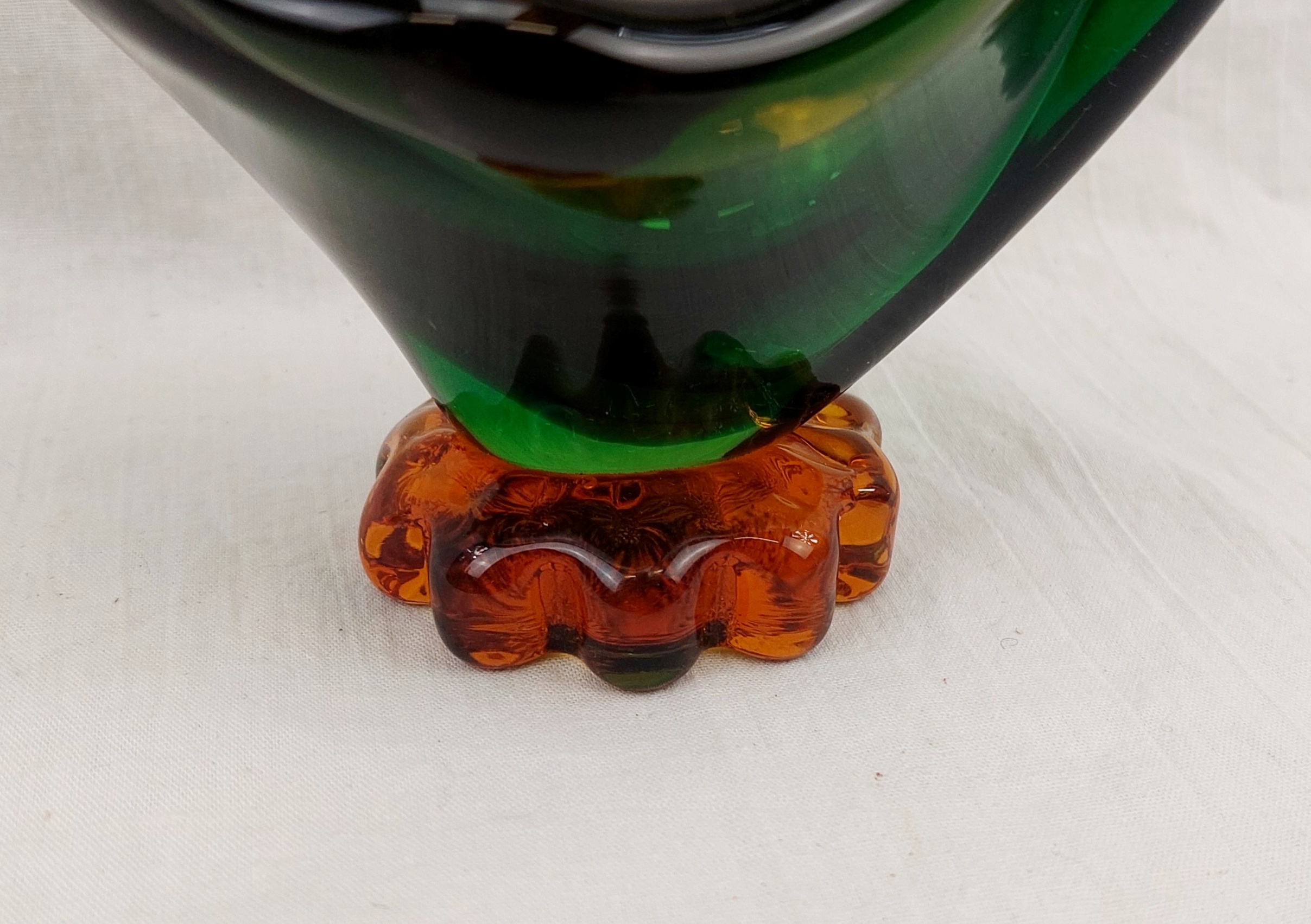 Large 1950s Murano Sommerso Glass Bird Bowl 4