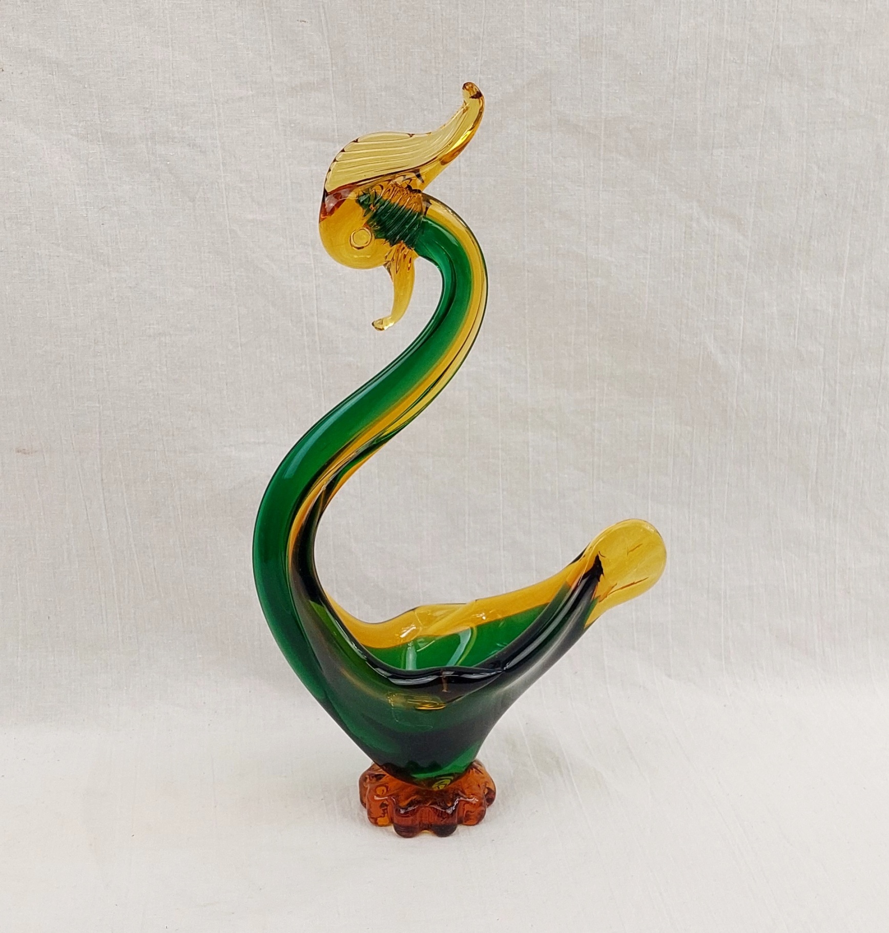 Large 1950s Murano Sommerso Glass Bird Bowl 5