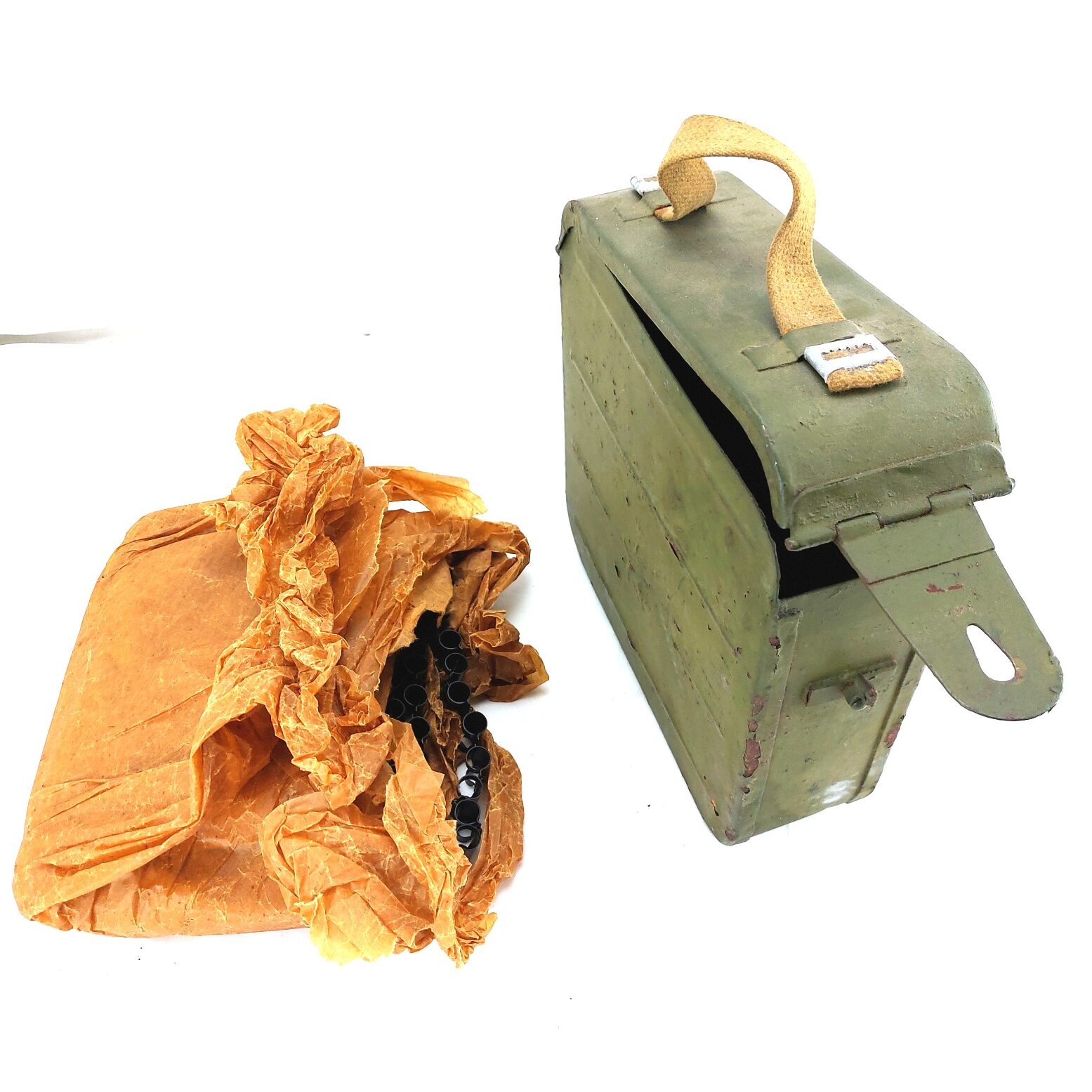 Russian-Soviet, c. WWI–WWII, Maxim M1910 250-Round Ammunition Box with Unused Steel Belt (1)