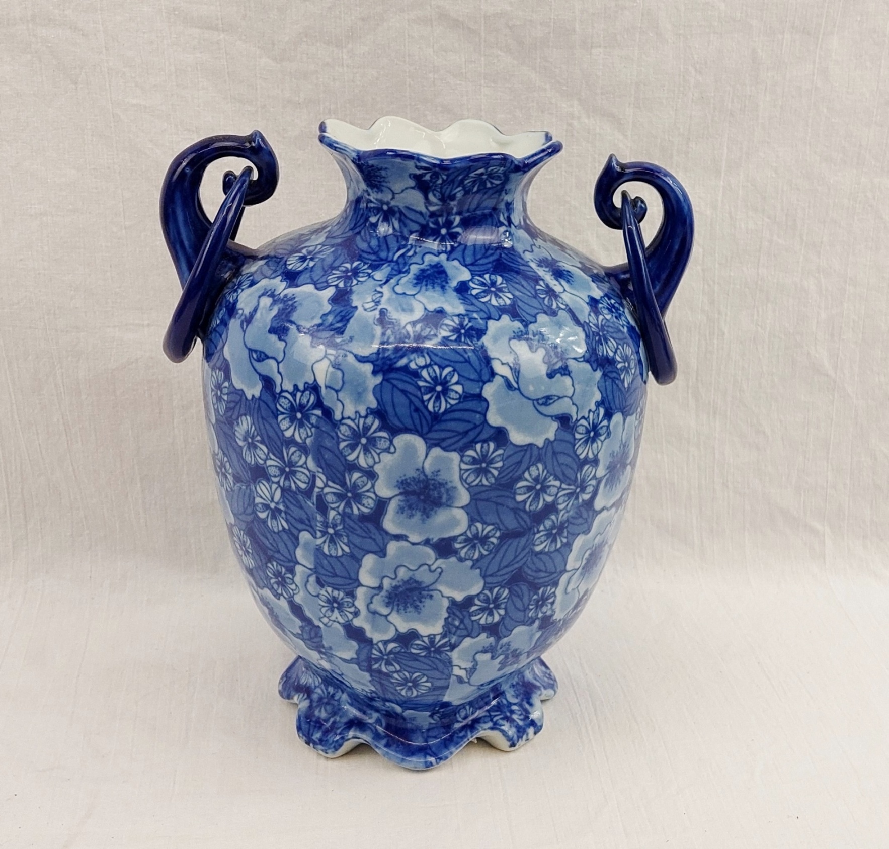 Victorian Masons Regency Ironstone Blue and White Vase 1