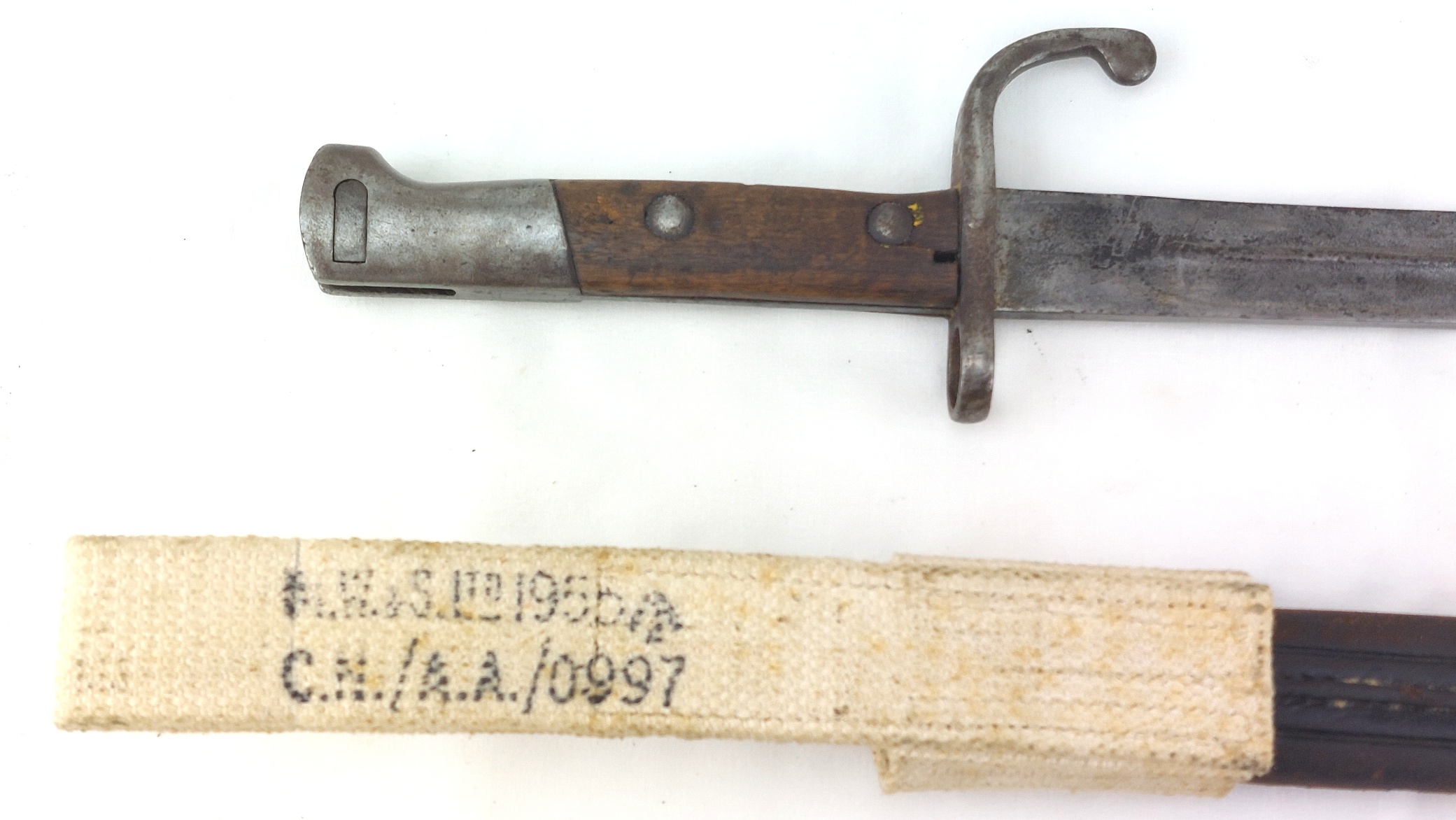 Brazilian, c.1937, M190834 Knife Bayonet with Scabbard & P37 Web Frog (18)