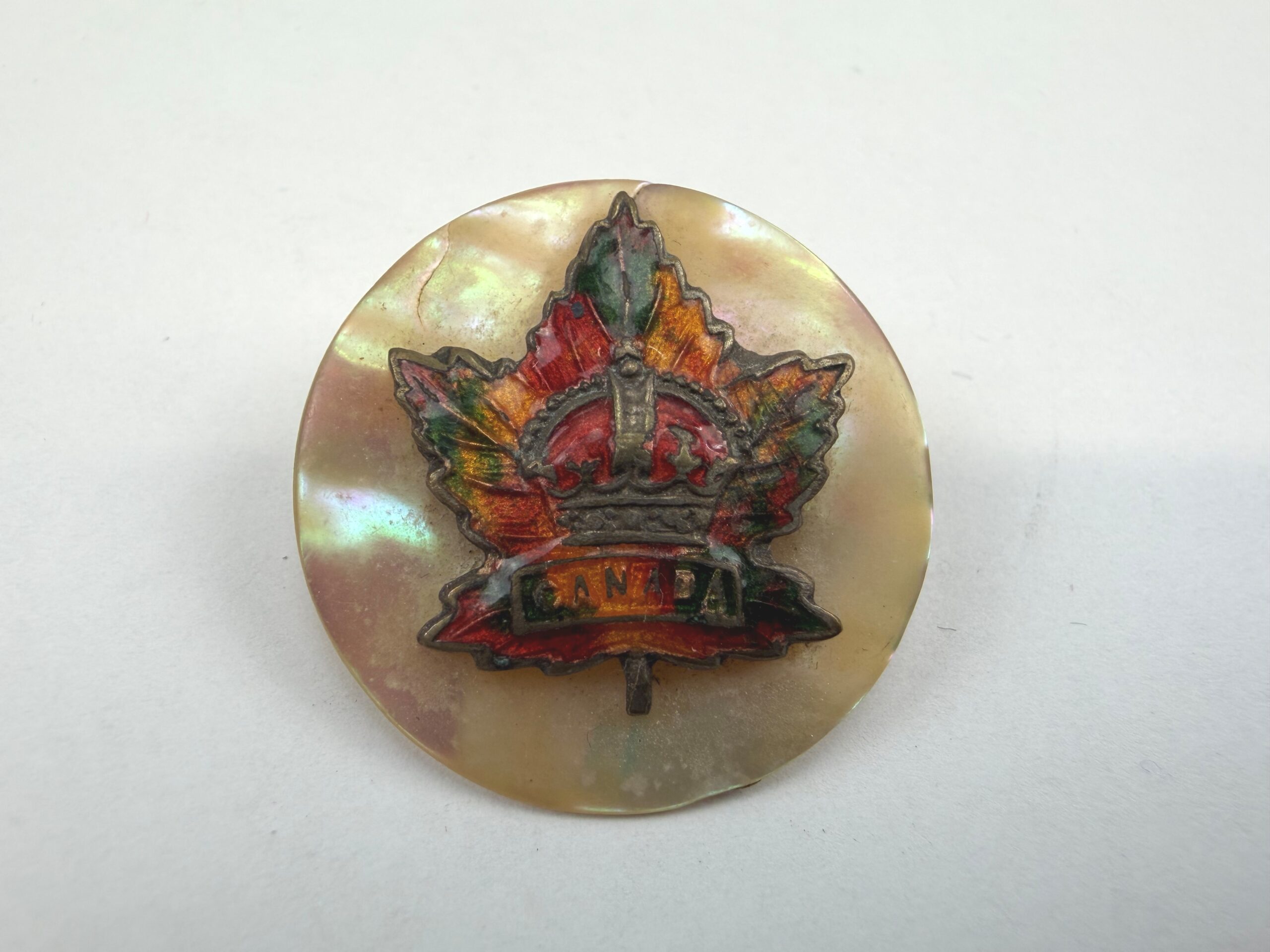 Original WW1 Canada Mother of Pearl & Silver Sweetheart Brooch (1)