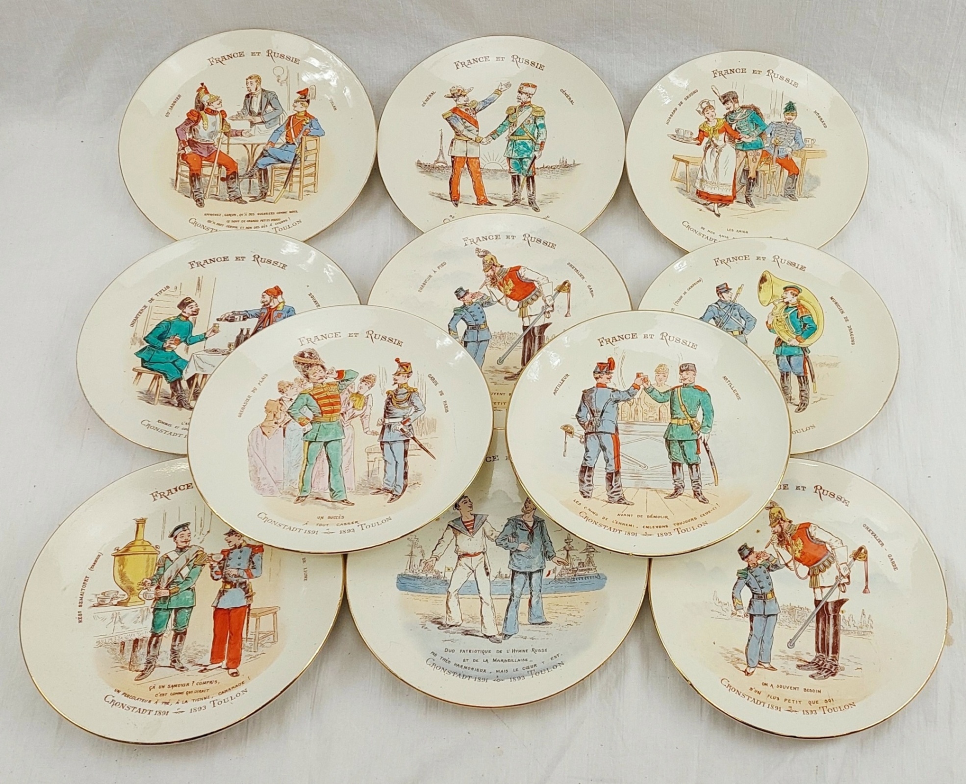 11 Franco-Russian Alliance 18913 Faience Plates From The Luneville Porcelain Factory France 1