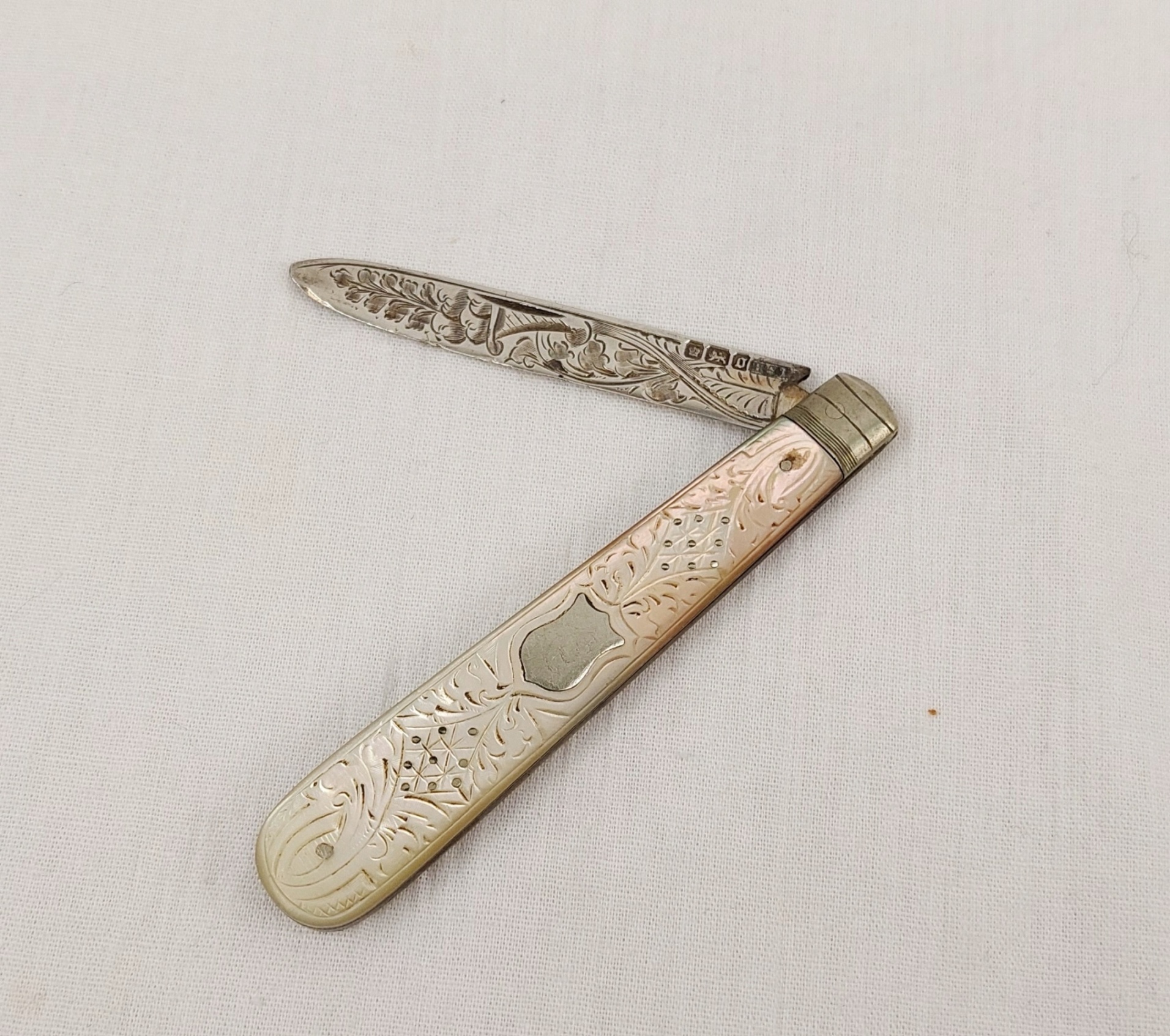 Sheffield 1906 Sterling Silver And Mother Of Pearl Fruit Knife 1
