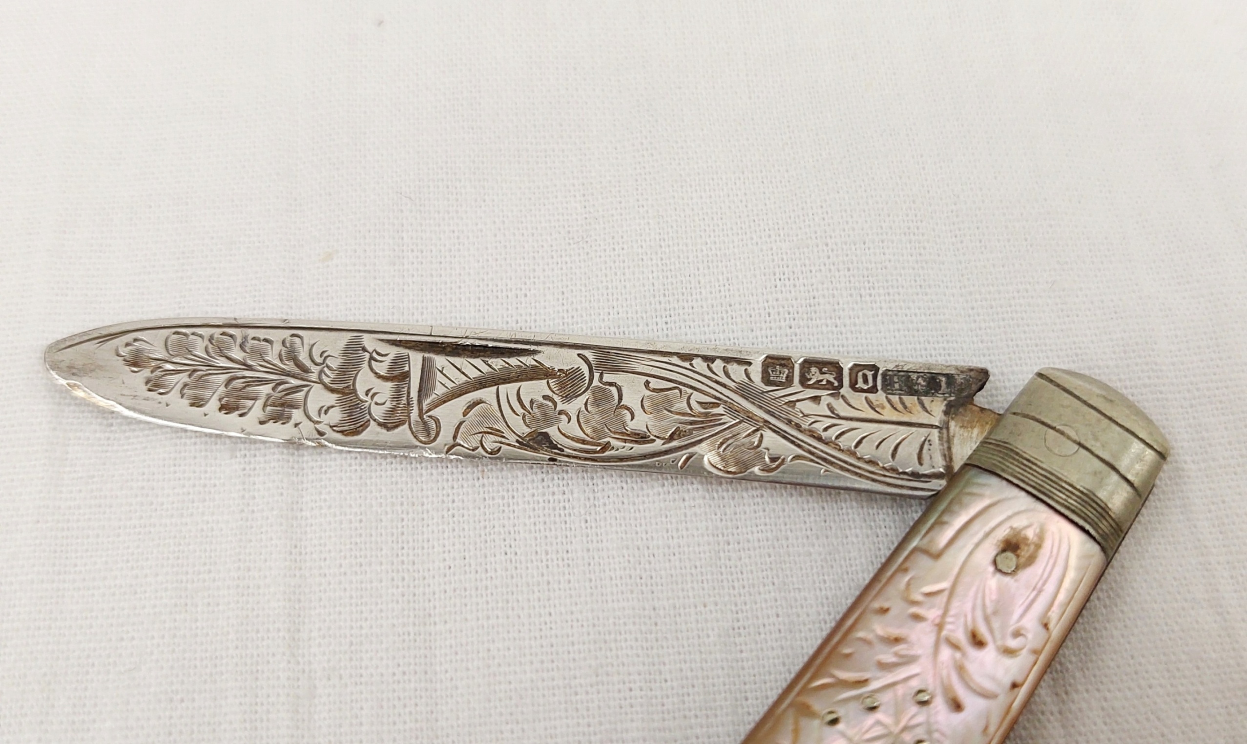 Sheffield 1906 Sterling Silver And Mother Of Pearl Fruit Knife 2