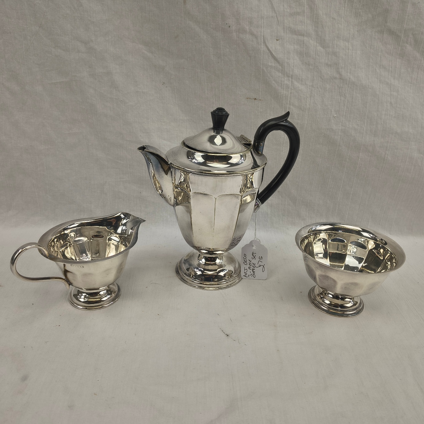 Art Deco Silver Plate 3 Piece Coffee Set 3