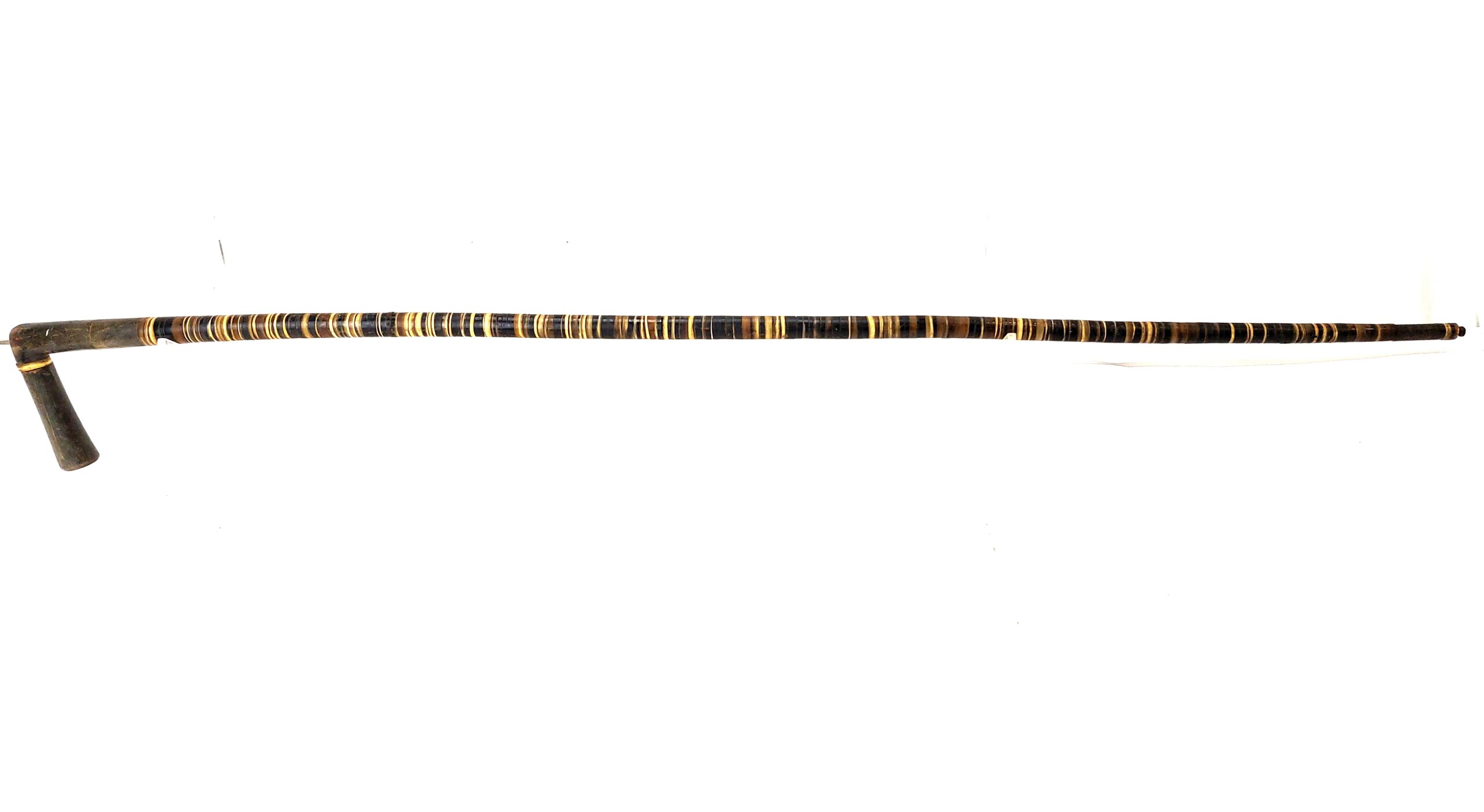 British, c.1837–1860, Baleen-Whalebone Ringwork Walking Stick, L-Shaped Handle (1)