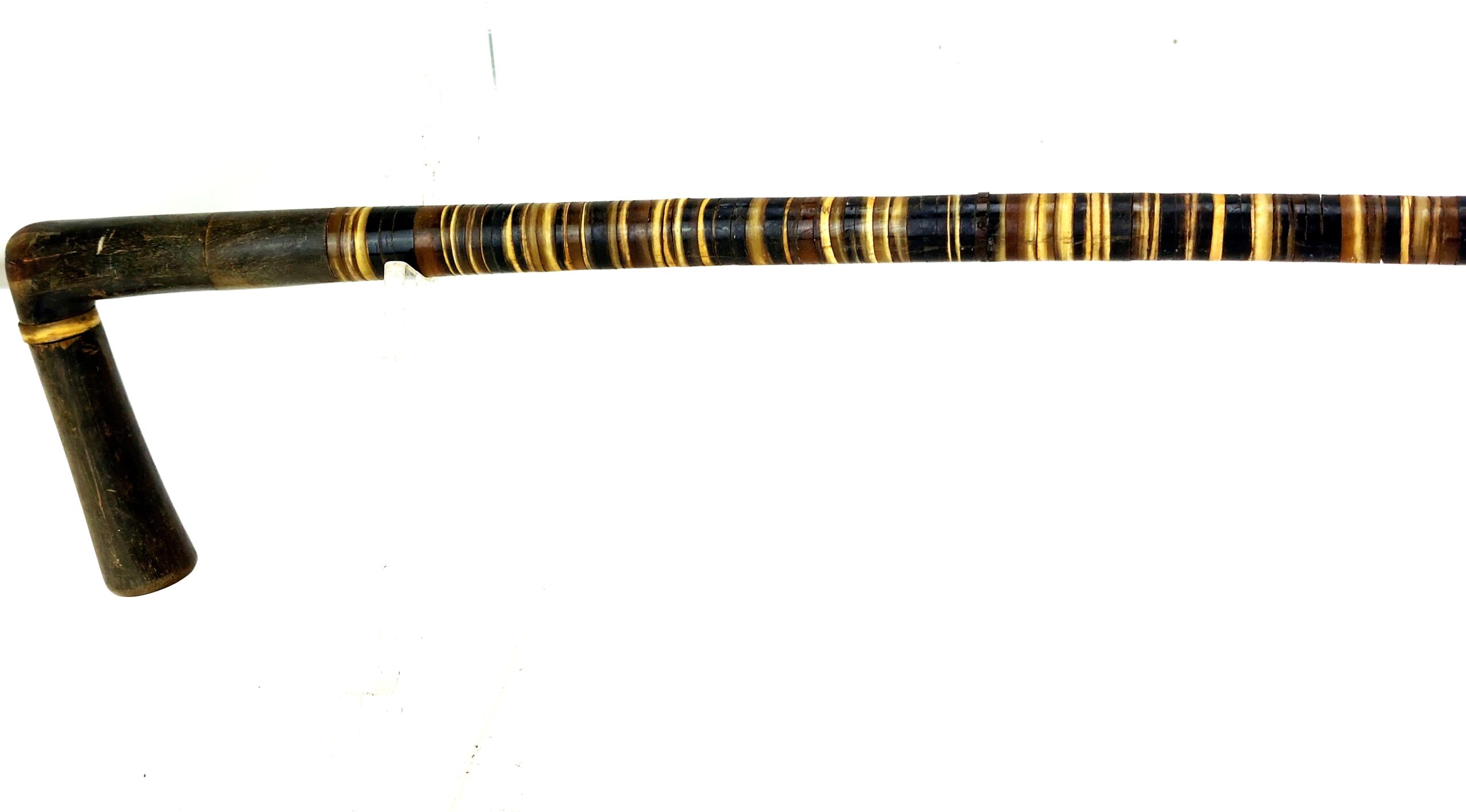 British, c.1837–1860, Baleen-Whalebone Ringwork Walking Stick, L-Shaped Handle (2)