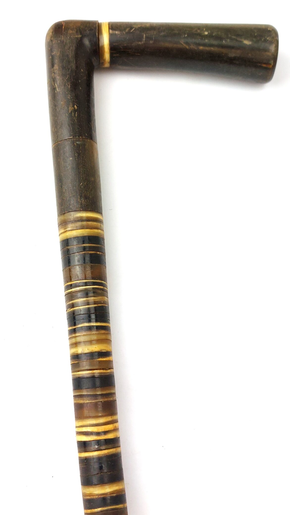 British, c.1837–1860, Baleen-Whalebone Ringwork Walking Stick, L-Shaped Handle (5)
