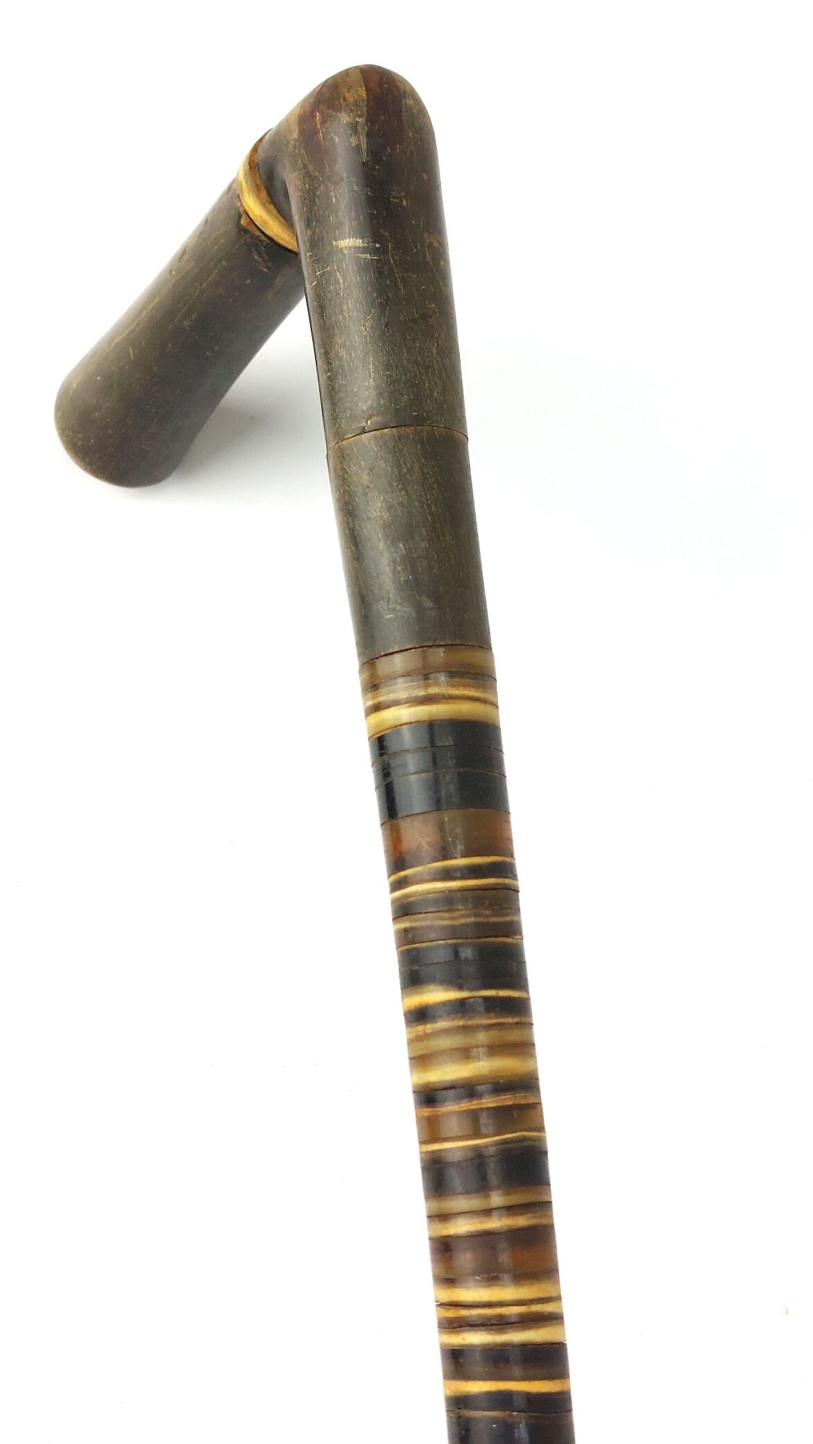 British, c.1837–1860, Baleen-Whalebone Ringwork Walking Stick, L-Shaped Handle (8)