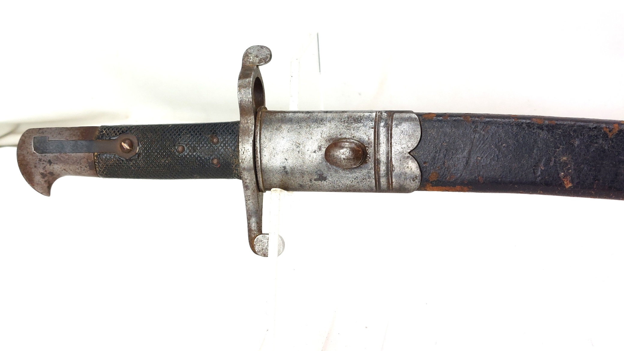 British, c.1856, Pattern 1856 Yataghan Sword Bayonet and Scabbard, Stepped Mortise, for Enfield Two-Band Short Rifle, Volunteer - Commercial Type - Image 2