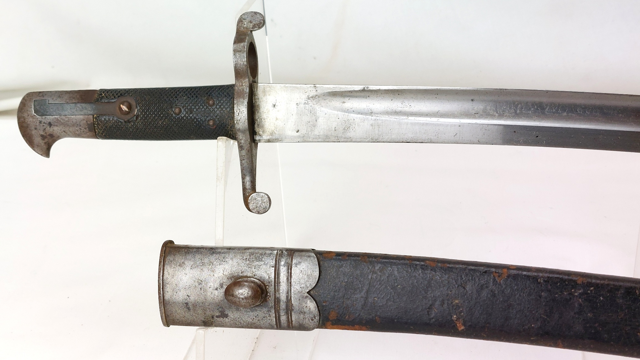 British, c.1856, Pattern 1856 Yataghan Sword Bayonet and Scabbard, Stepped Mortise, for Enfield Two-Band Short Rifle, Volunteer - Commercial Type - Image 5