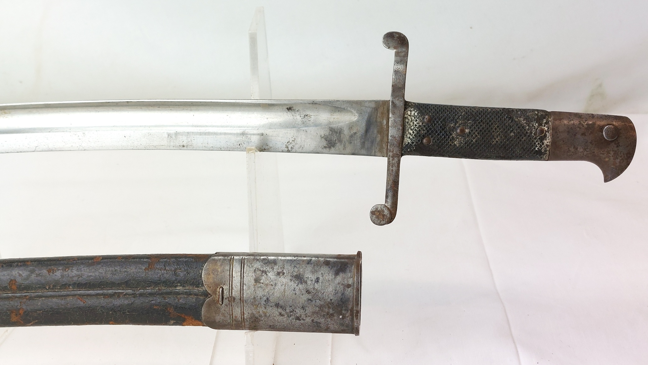 British, c.1856, Pattern 1856 Yataghan Sword Bayonet and Scabbard, Stepped Mortise, for Enfield Two-Band Short Rifle, Volunteer - Commercial Type - Image 8
