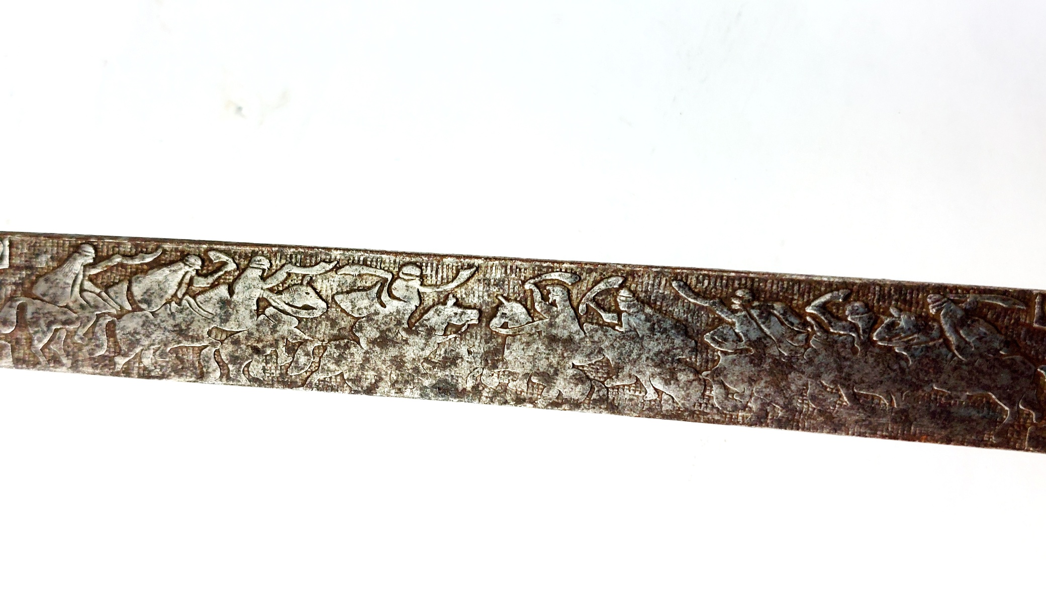 European, late 19th century, Renaissance Revival Decorative Cup-Hilt Rapier, Figural Grip, Etched Blade (22)