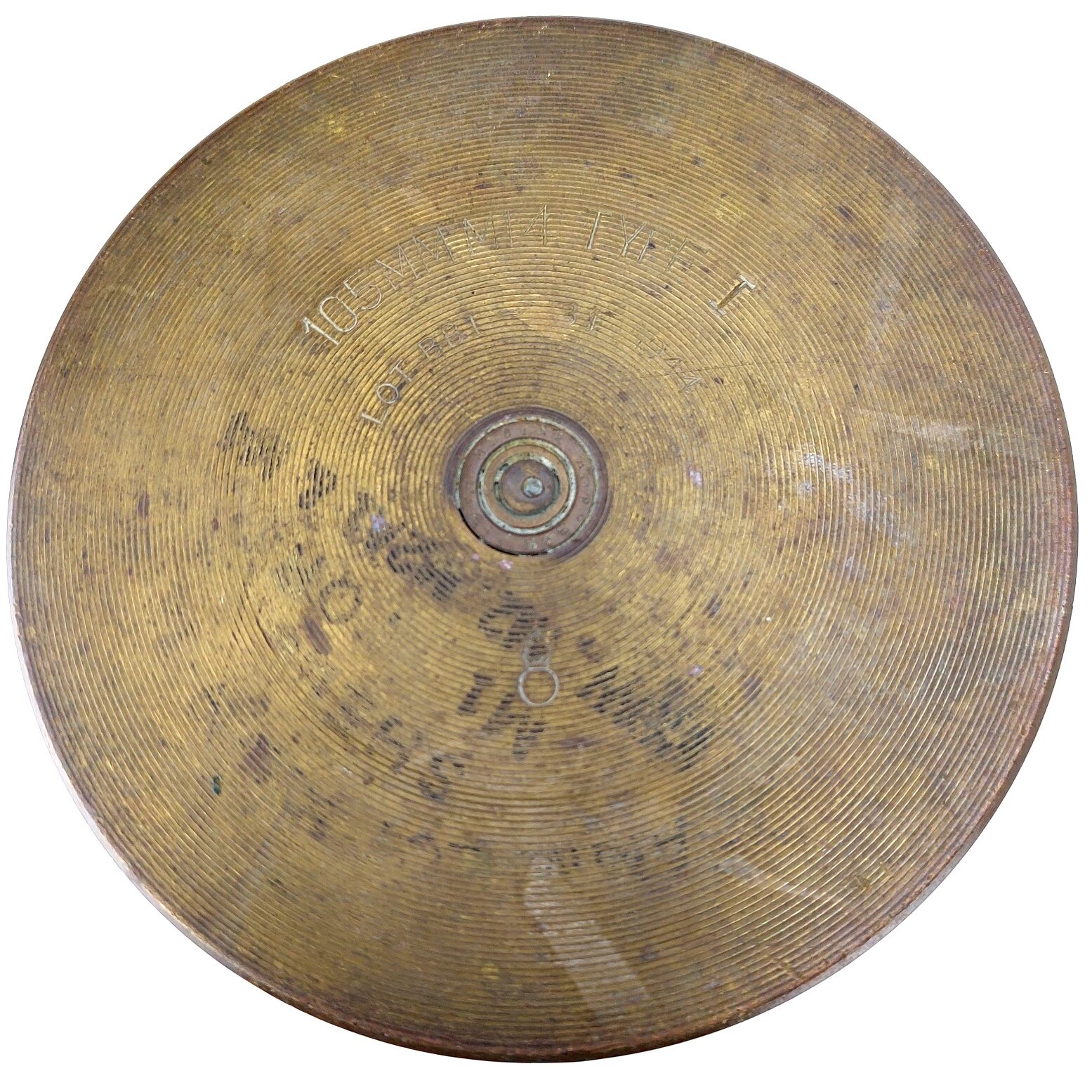US, WW2-1944, 105mm M14 Type I Artillery Shell Case, Lot BBI-31, Flaming Ordnance Mark (5)