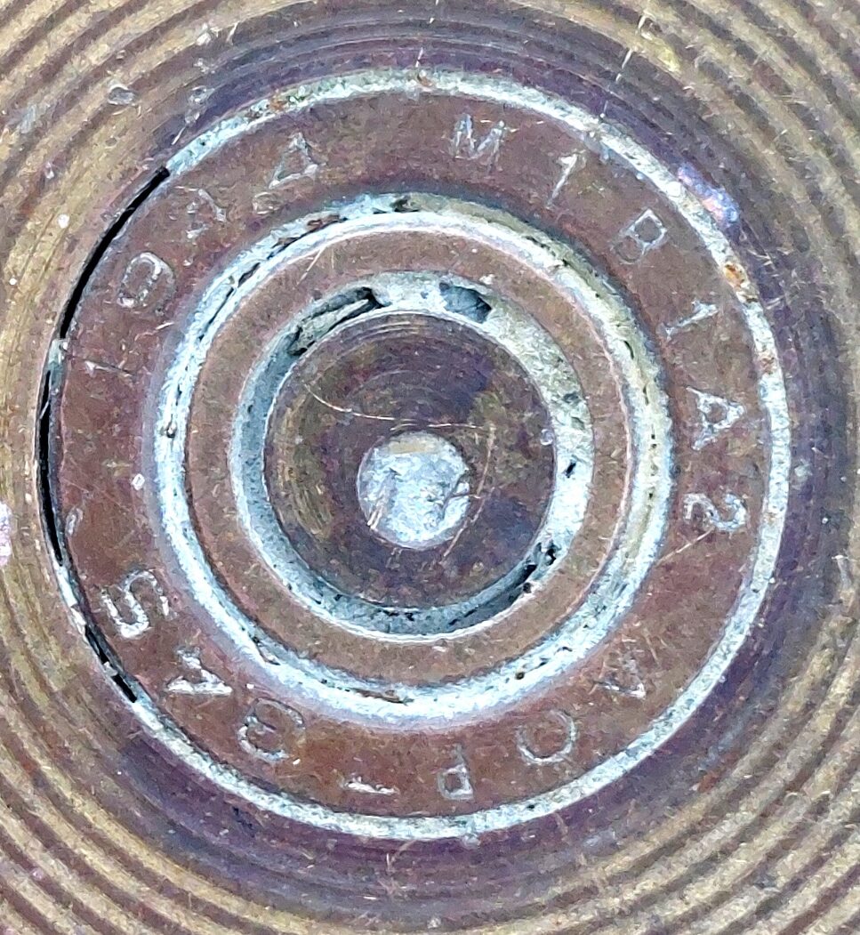 US, WW2-1944, 105mm M14 Type I Artillery Shell Case, Lot BBI-31, Flaming Ordnance Mark (8)