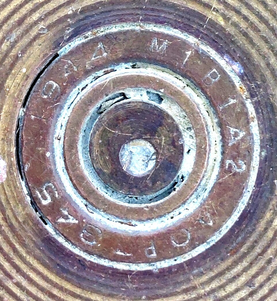US, WW2-1944, 105mm M14 Type I Artillery Shell Case, Lot BBI-31, Flaming Ordnance Mark (9)