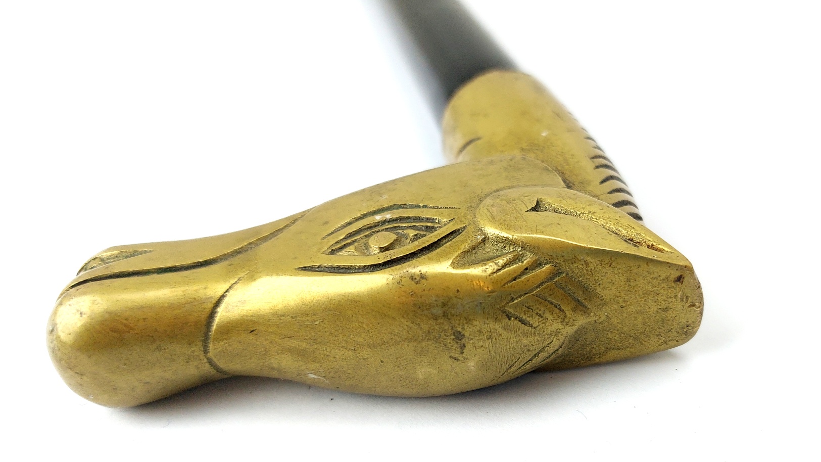 Victorian Edwardian, Brass Horse Head Handle Walking Stick (4)