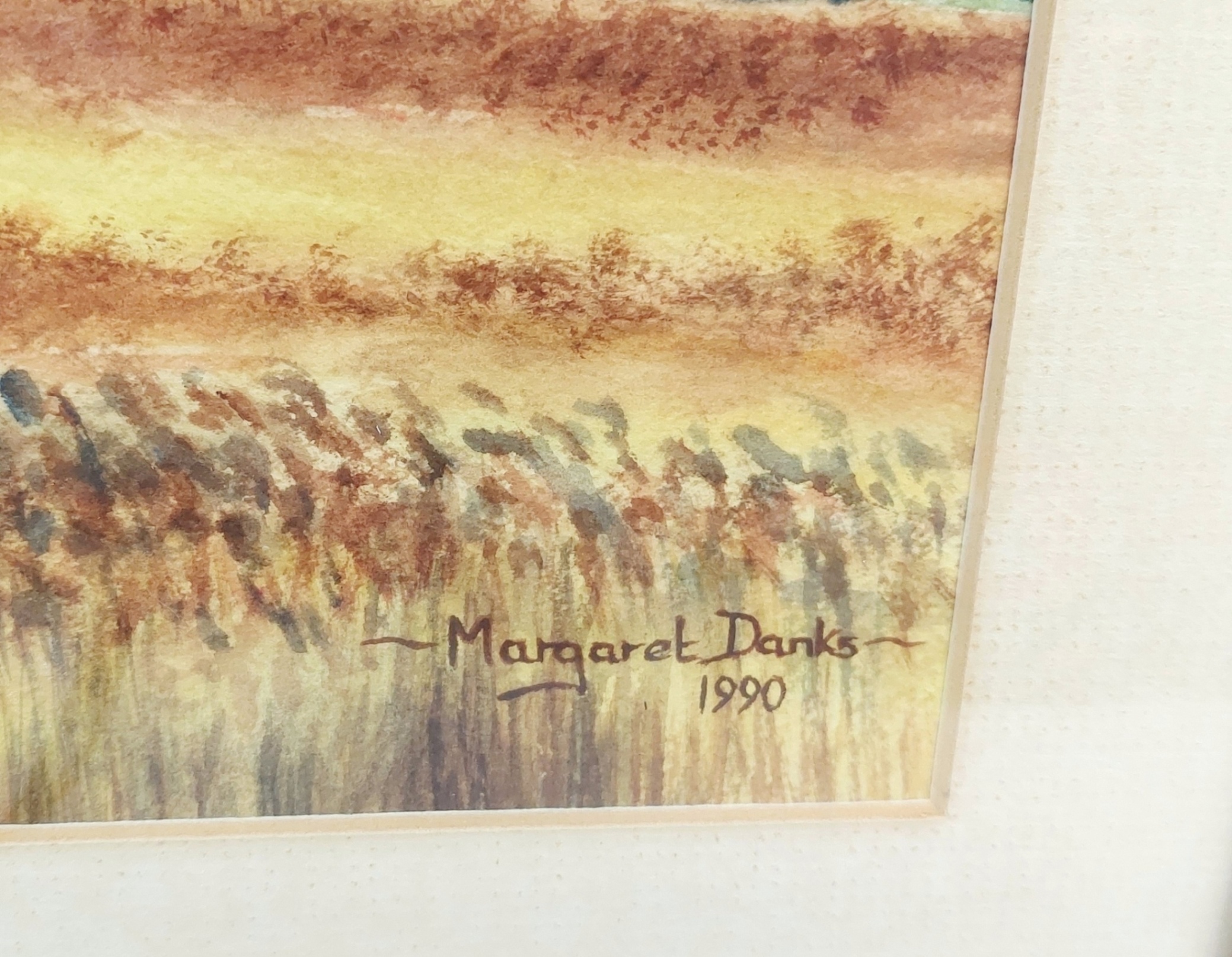 1990 Framed Watercolour Of A Windmill By Margaret Danks 3