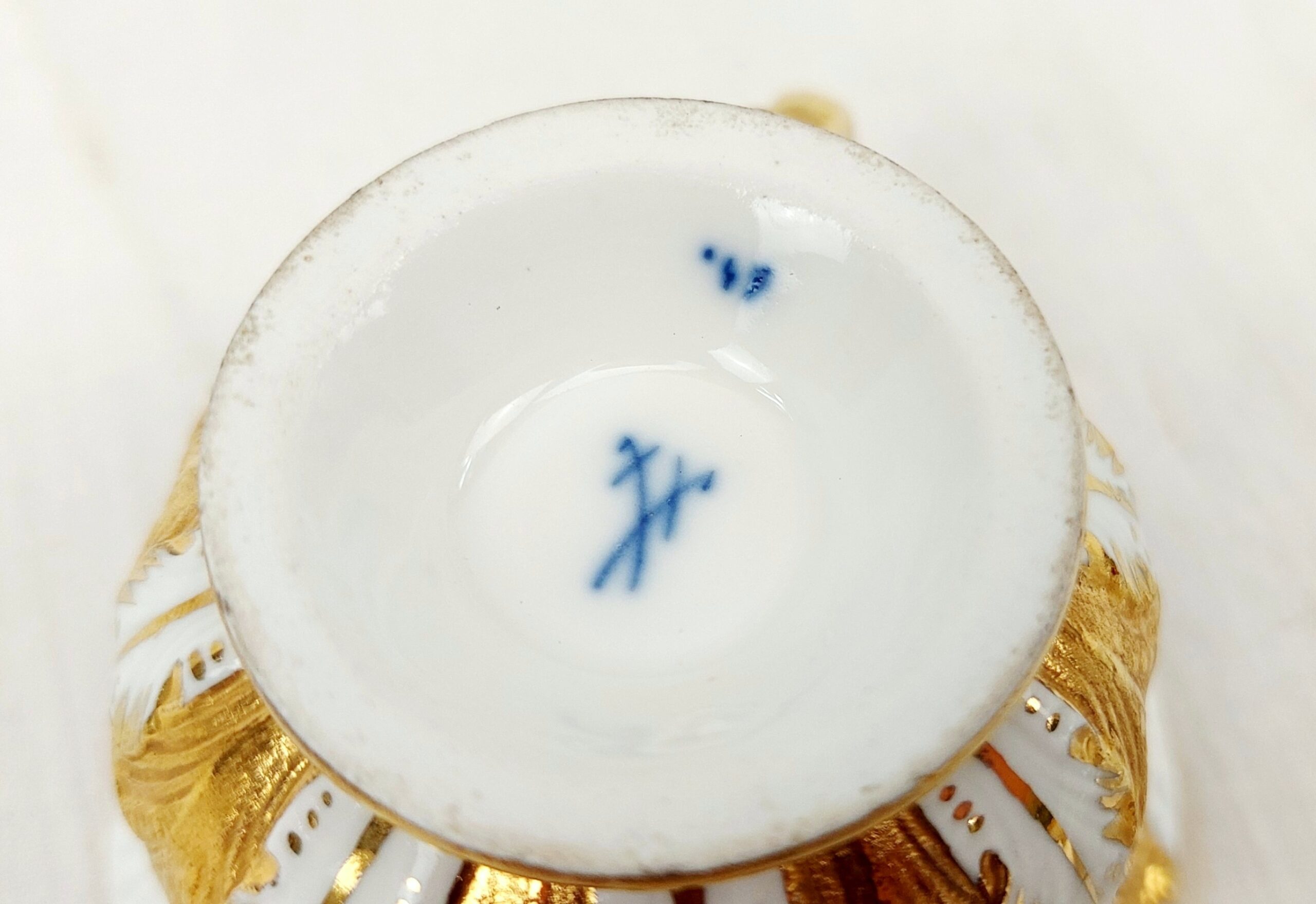 Circa 1880 - 1900 Meissen Acanthus Leaf Porcelain Cup And Saucer 10