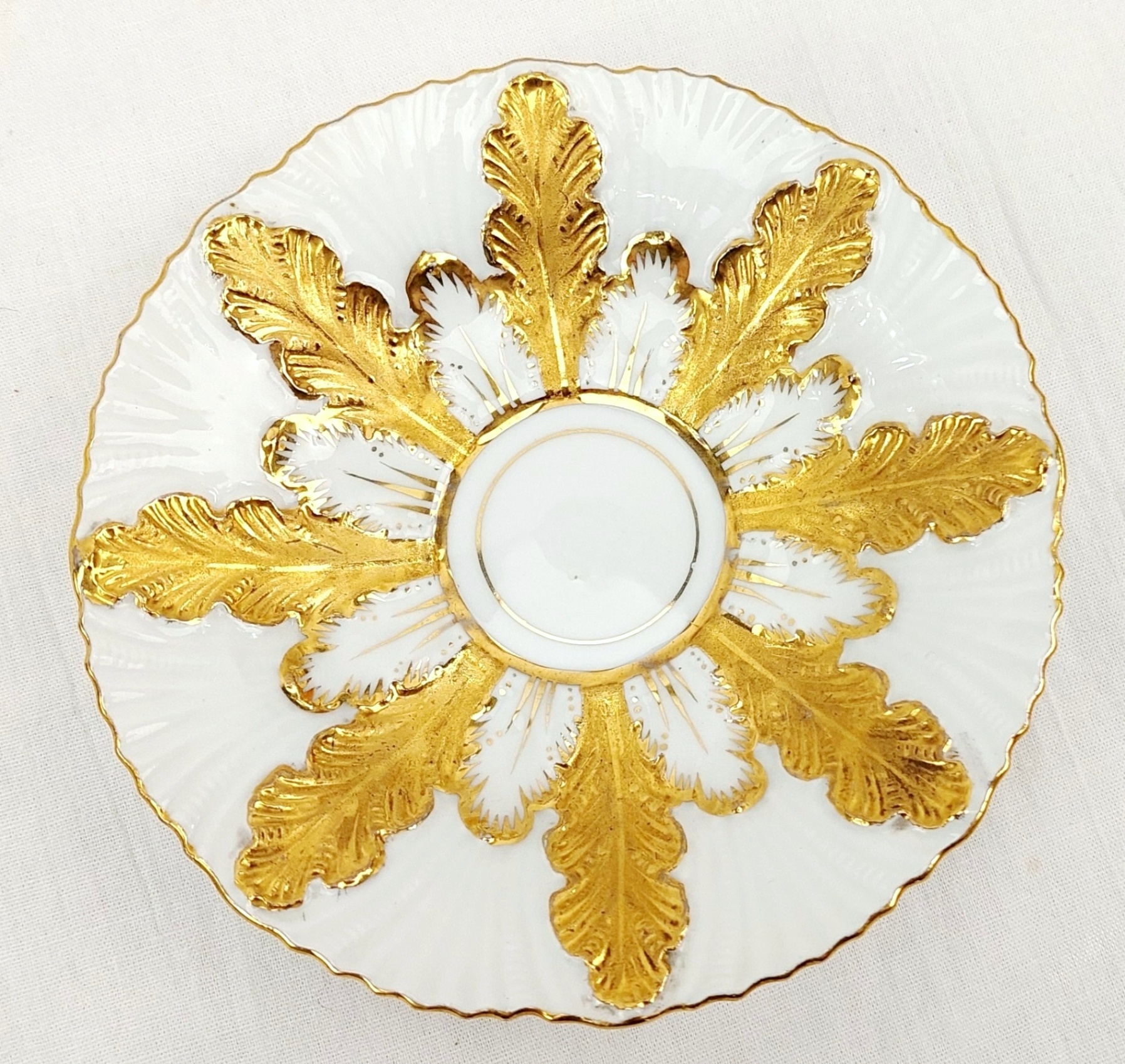 Circa 1880 - 1900 Meissen Acanthus Leaf Porcelain Cup And Saucer 2