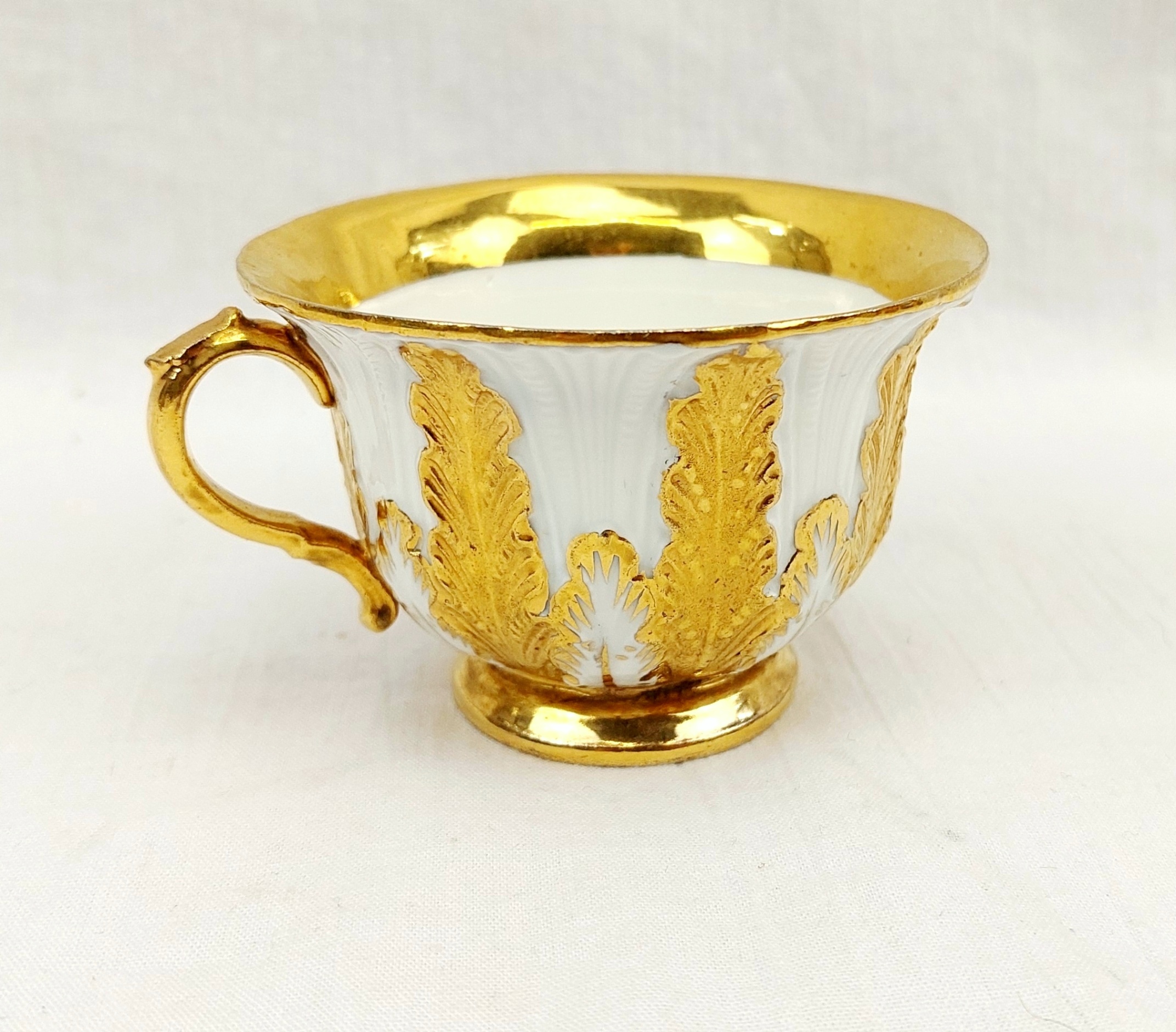 Circa 1880 - 1900 Meissen Acanthus Leaf Porcelain Cup And Saucer 6