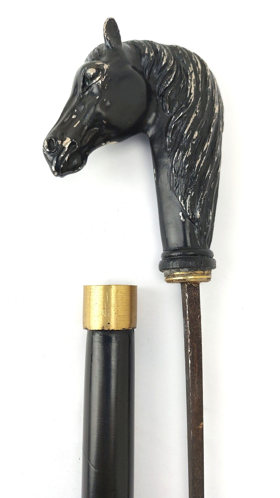 European, Late 19th Early 20th Century, Horse-Head Sword Stick Cane with Concea