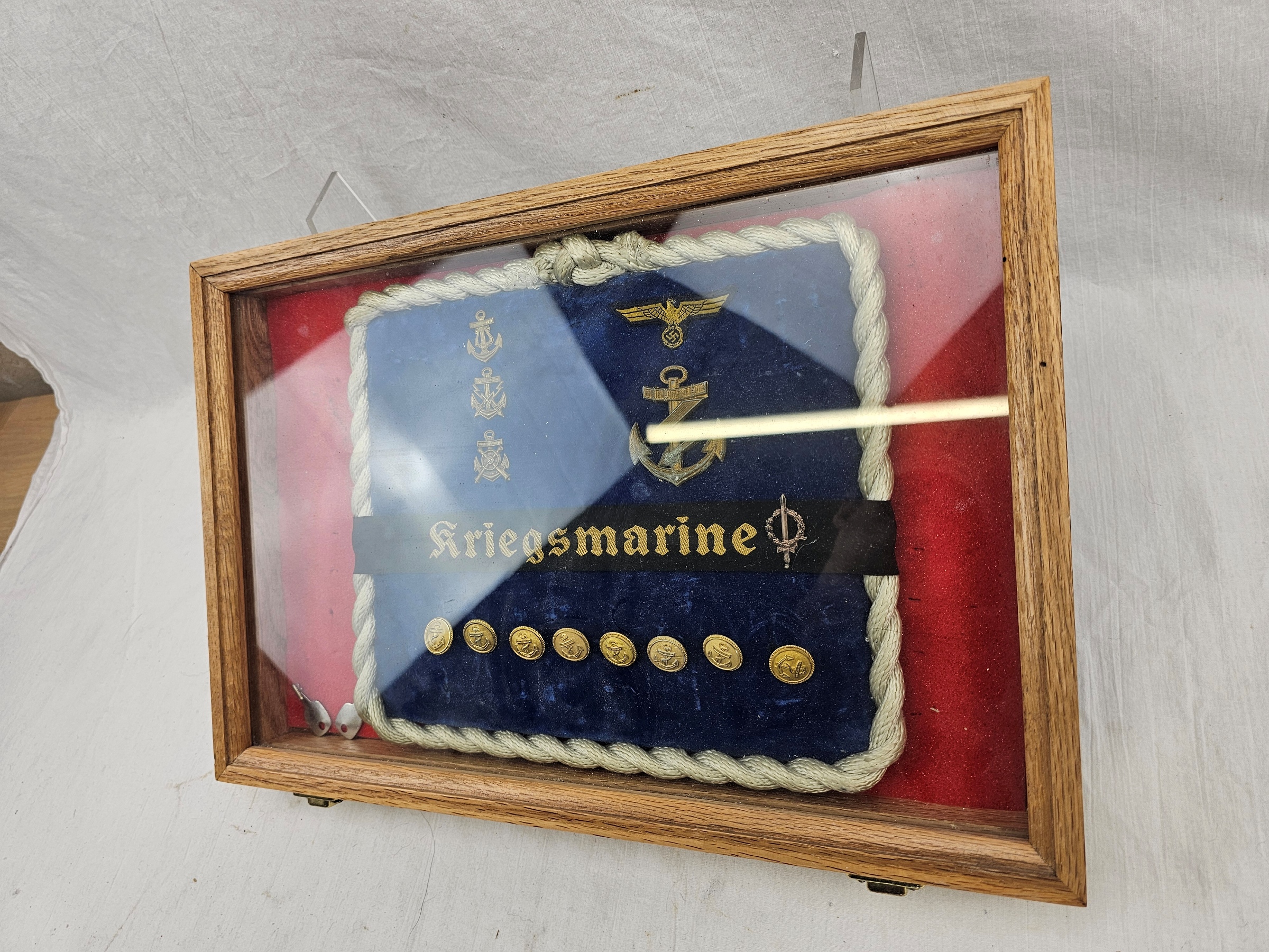Framed Display Of WW2 German Kriegsmarine Buttons Badges Etc 3