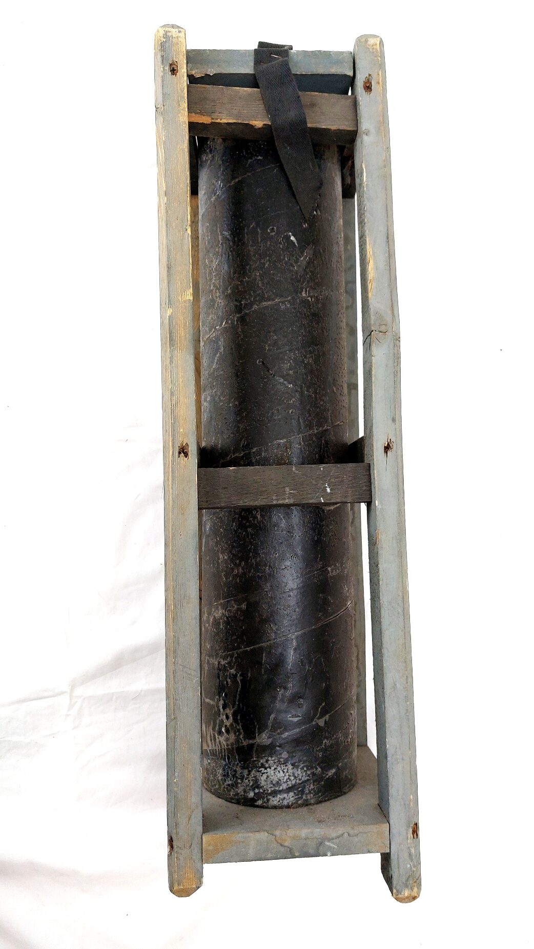 German, WW2, Waffen-SS SS-Flak-Abt Marked Ammunition Transport Tube & Wooden Transit Crate (1)