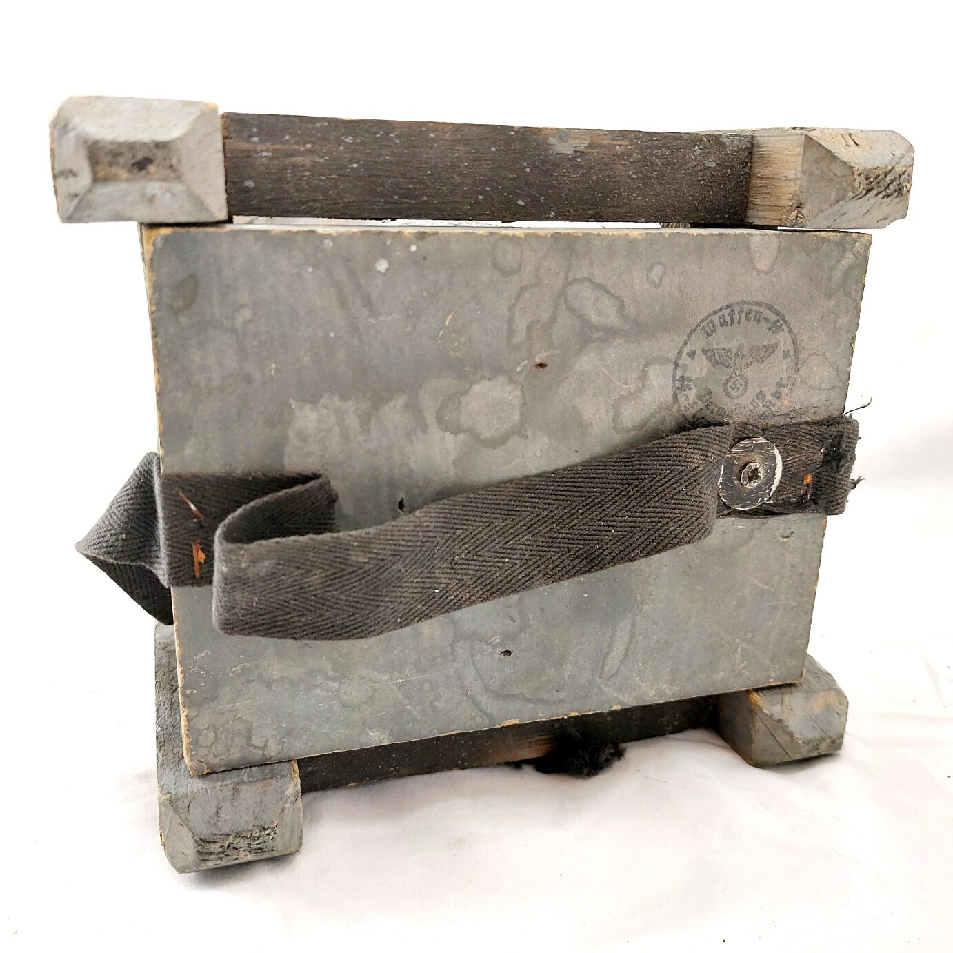 German, WW2, Waffen-SS SS-Flak-Abt Marked Ammunition Transport Tube & Wooden Transit Crate (2)