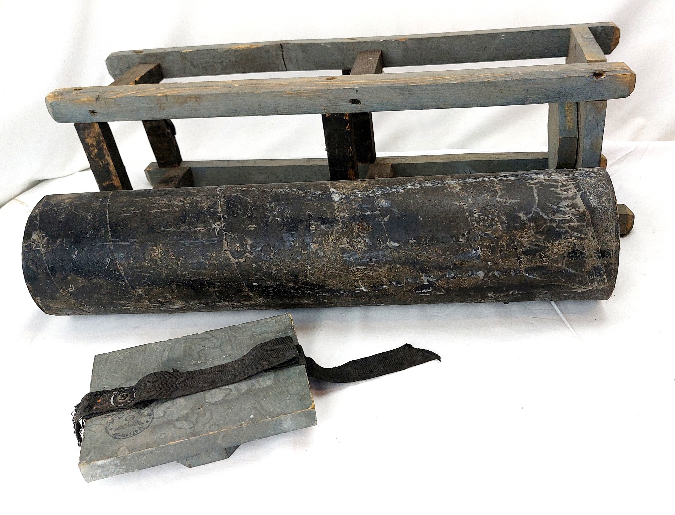 German, WW2, Waffen-SS SS-Flak-Abt Marked Ammunition Transport Tube & Wooden Transit Crate (5)
