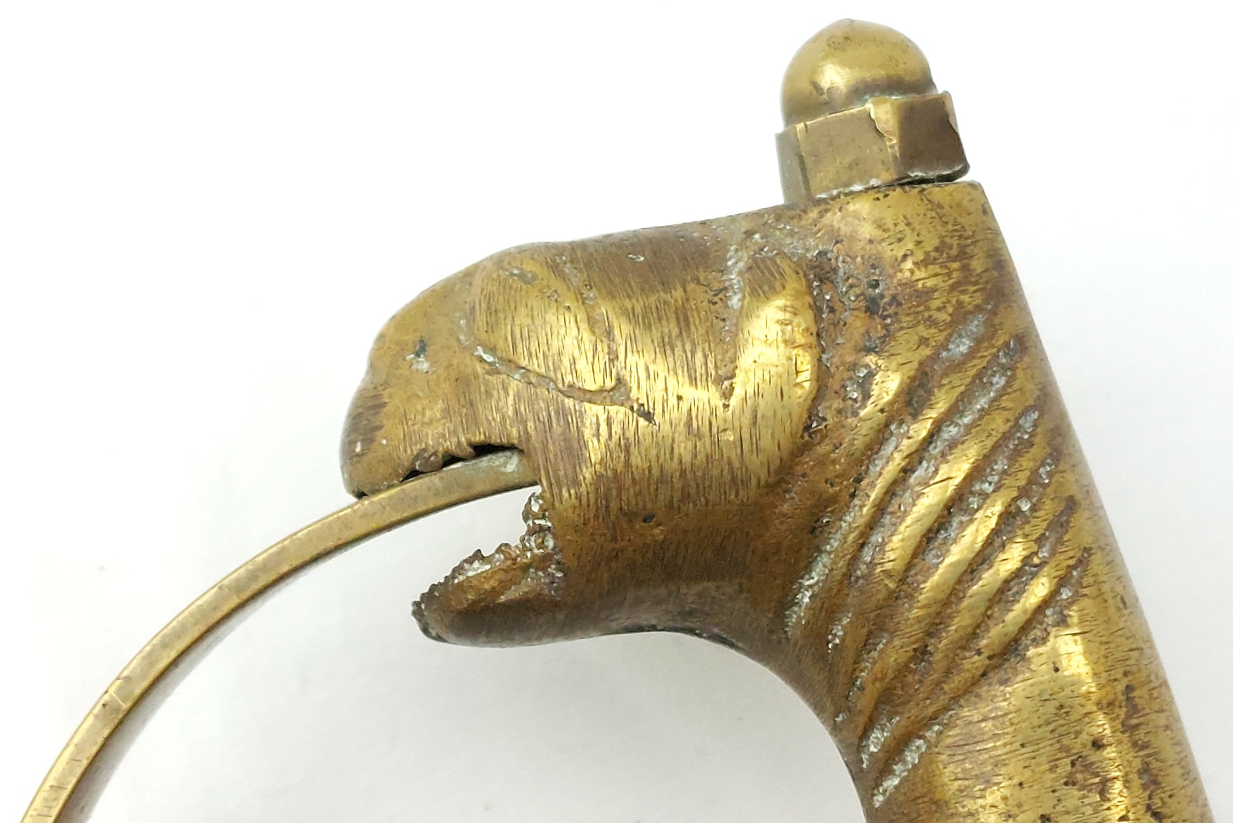 India, Late 20th Century, Ceremonial Talwar Dagger with Camel Head Hilt and Velvet Covered Scabbard (15)