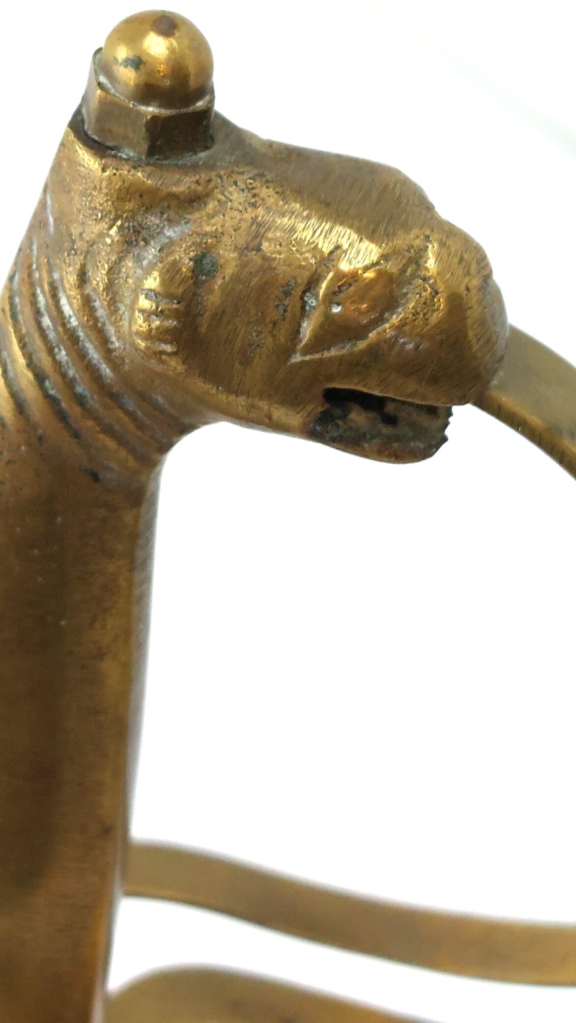India, Late 20th Century, Ceremonial Talwar Dagger with Camel Head Hilt and Velvet Covered Scabbard (17)