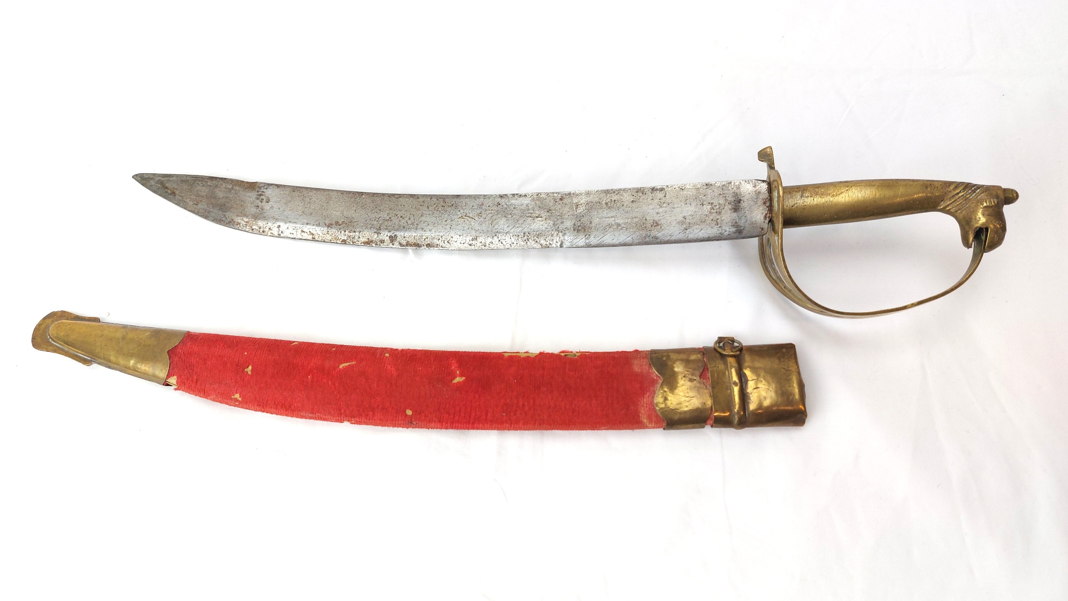 India, Late 20th Century, Ceremonial Talwar Dagger with Camel Head Hilt and Velvet Covered Scabbard (2)