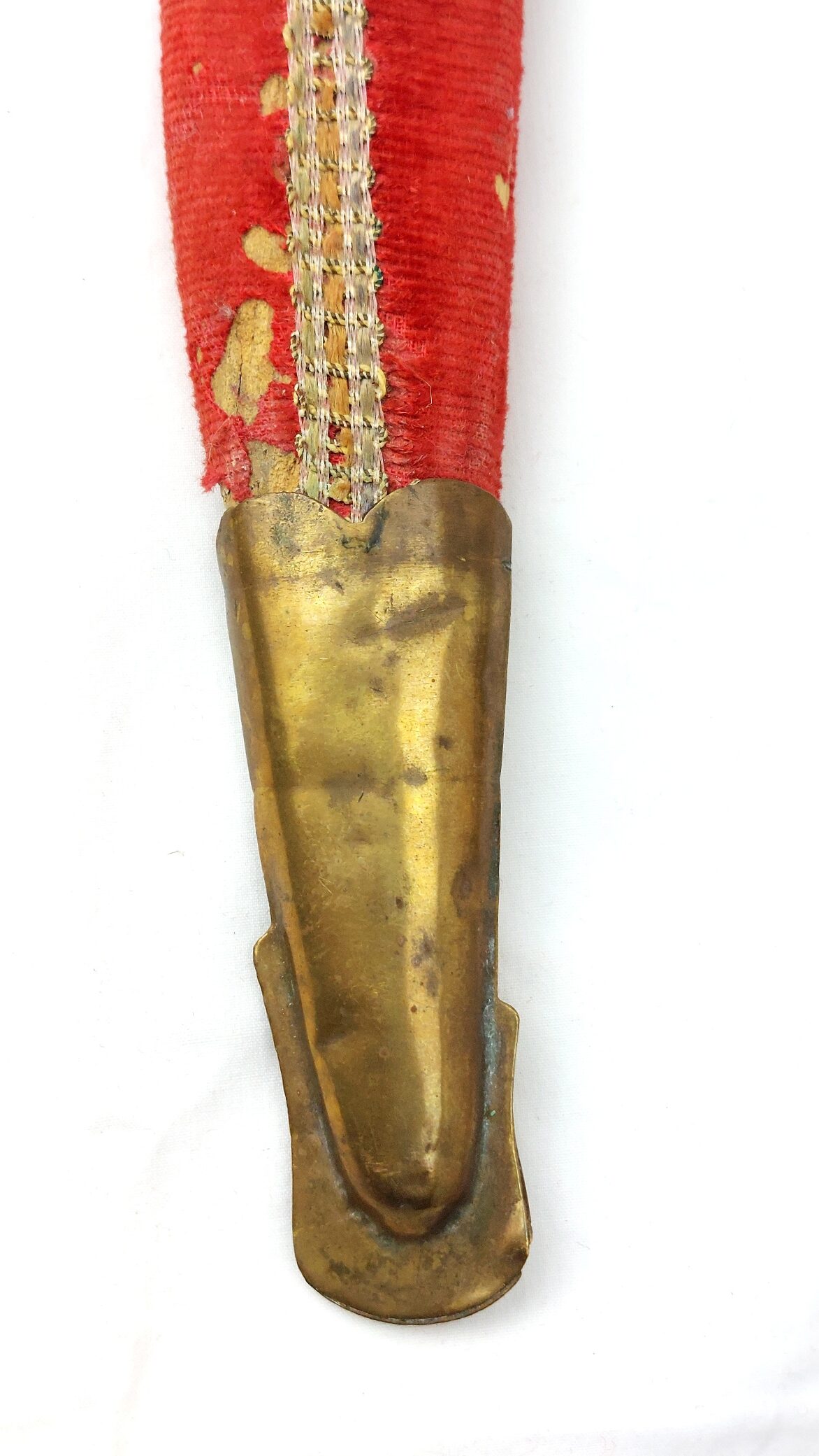 India, Late 20th Century, Ceremonial Talwar Dagger with Camel Head Hilt and Velvet Covered Scabbard (21)