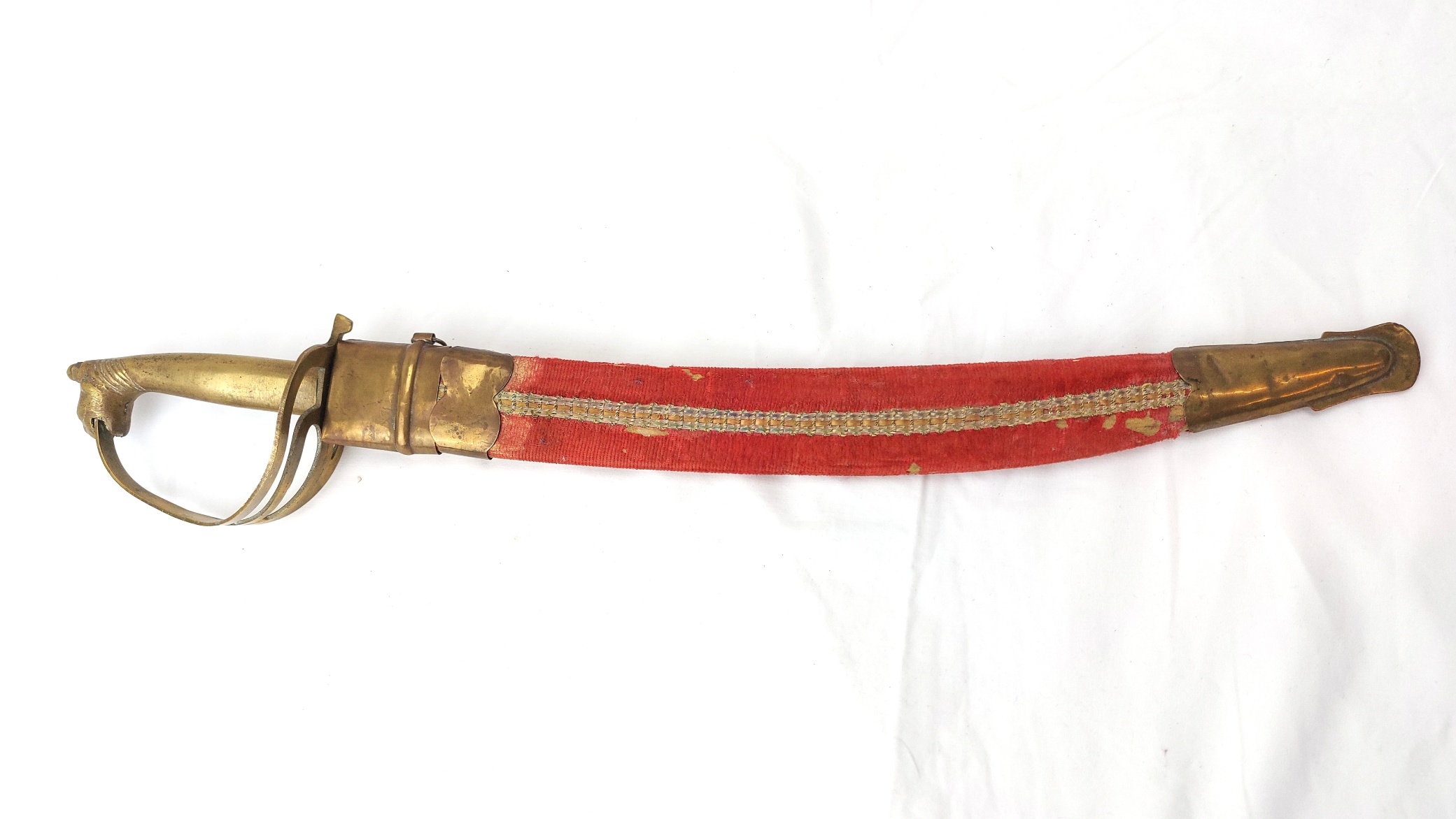 India, Late 20th Century, Ceremonial Talwar Dagger with Camel Head Hilt and Velvet Covered Scabbard (25)
