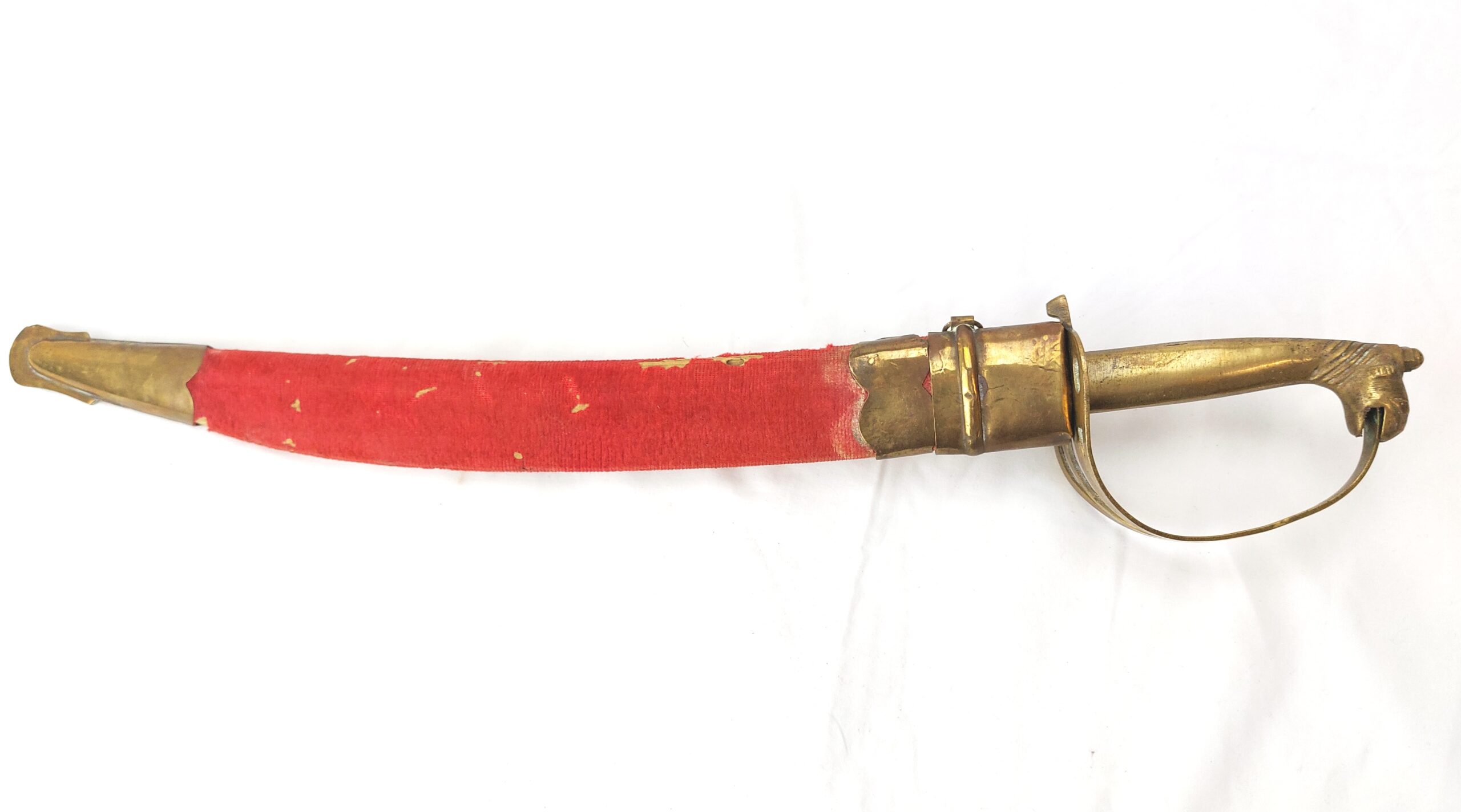 India, Late 20th Century, Ceremonial Talwar Dagger with Camel Head Hilt and Velvet Covered Scabbard (26)