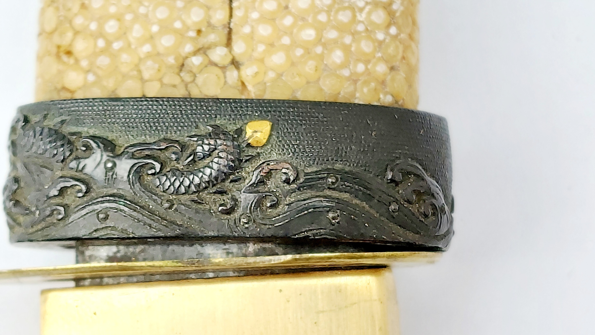 Japanese, Edo Period Wakizashi (Incomplete) with Decorated Koshirae, Stingray Skin Tsuka and Lacqu (19)